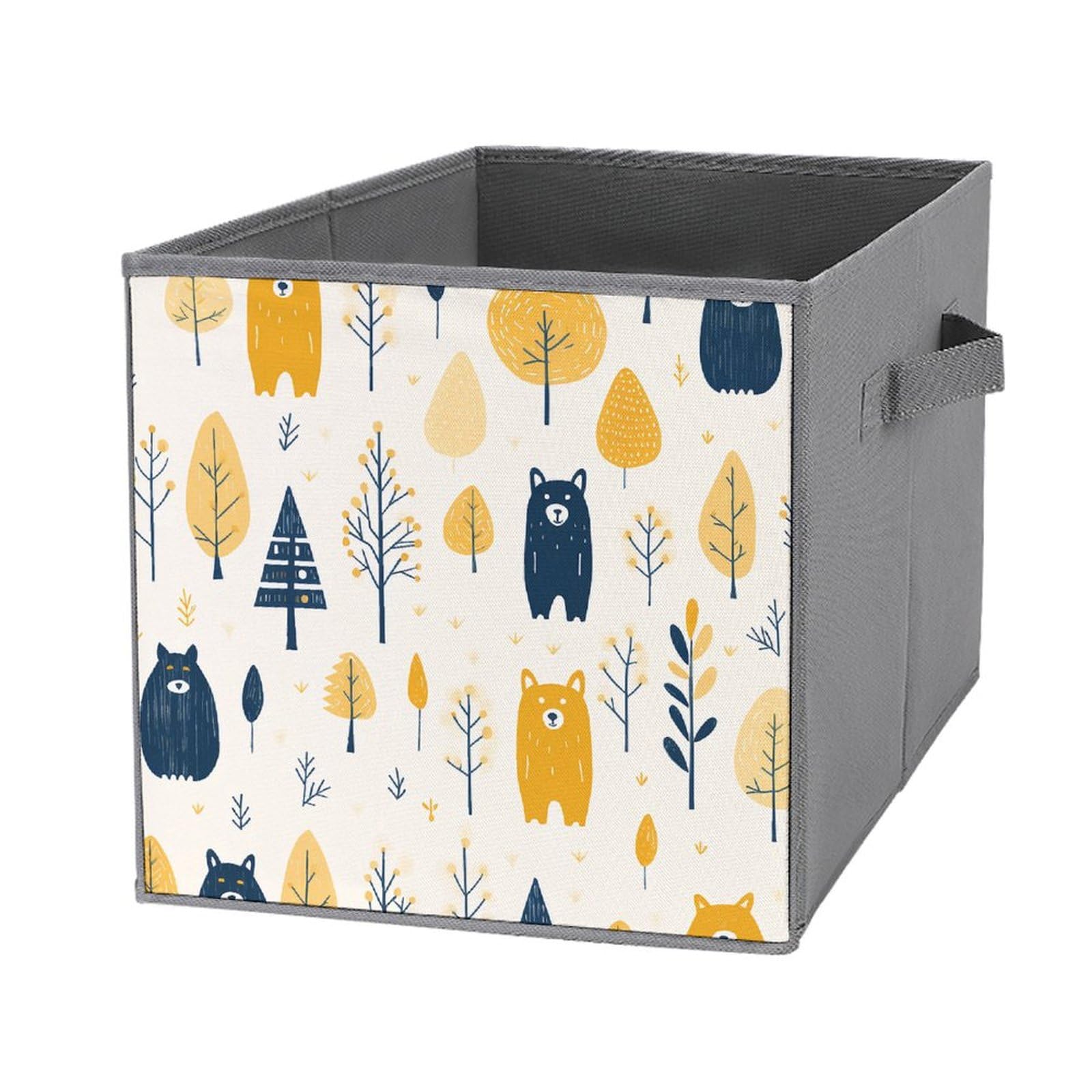 Panier de rangement vêtements ours jaune boîte pliable 27,9 cm cube organiseur placard