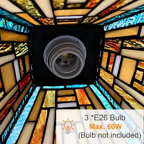 Miniatura 4 de COTOSS Tiffany - Lámpara de mesa de billar con luces para isla de cocina, estilo antiguo, 3 luces, lámpara colgante para comedor, cocina, club de