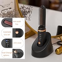 CISSIYOG Vezeték Nélküli Hajegyenesítő Kefe - Hordozható Mini Hajvasaló Utazáshoz, USB-C Tölthető, Gyorsan Melegedő Szakállformázó 4