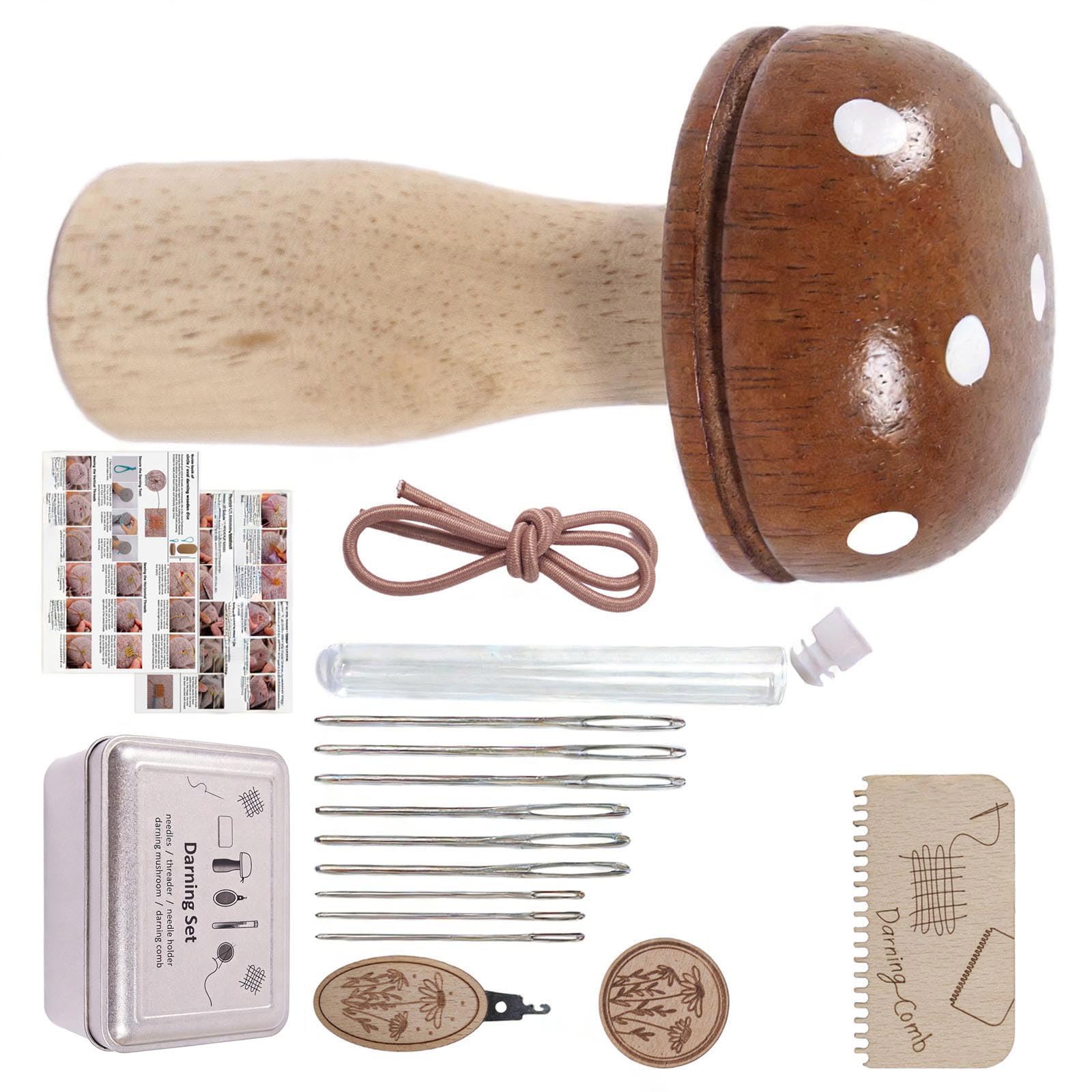 Piceioep Wood Sewing Mushroom Safe for Children in Craft Activity Promoting and Family Fun Wood Darning