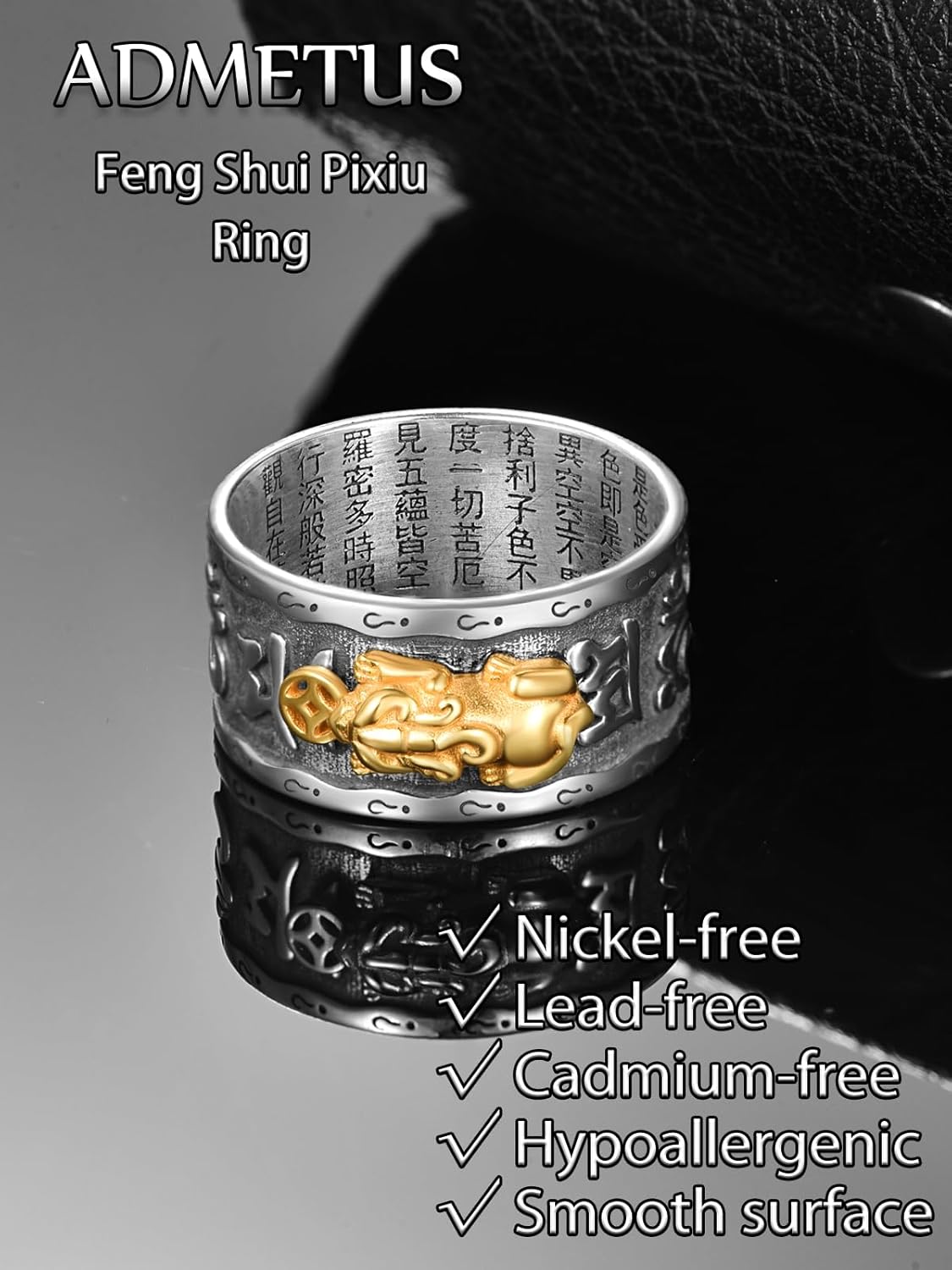 ADMETUS 925 Sterling Silver Feng Shui Rings Lucky Pixiu Band Rings for Men Fengshui Ring Jewelry Gifts for Men Rings Size 7-13 - Image 5