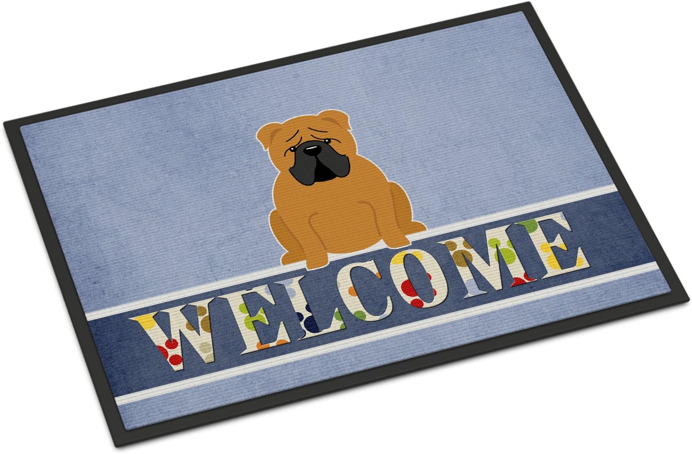 Caroline's Treasures BB5703MAT English Bulldog Red Welcome Doormat 18x27 Front Door Mat Indoor Outdoor Rugs for Entryway, Non Slip Washable Low Pile, 18H X 27W