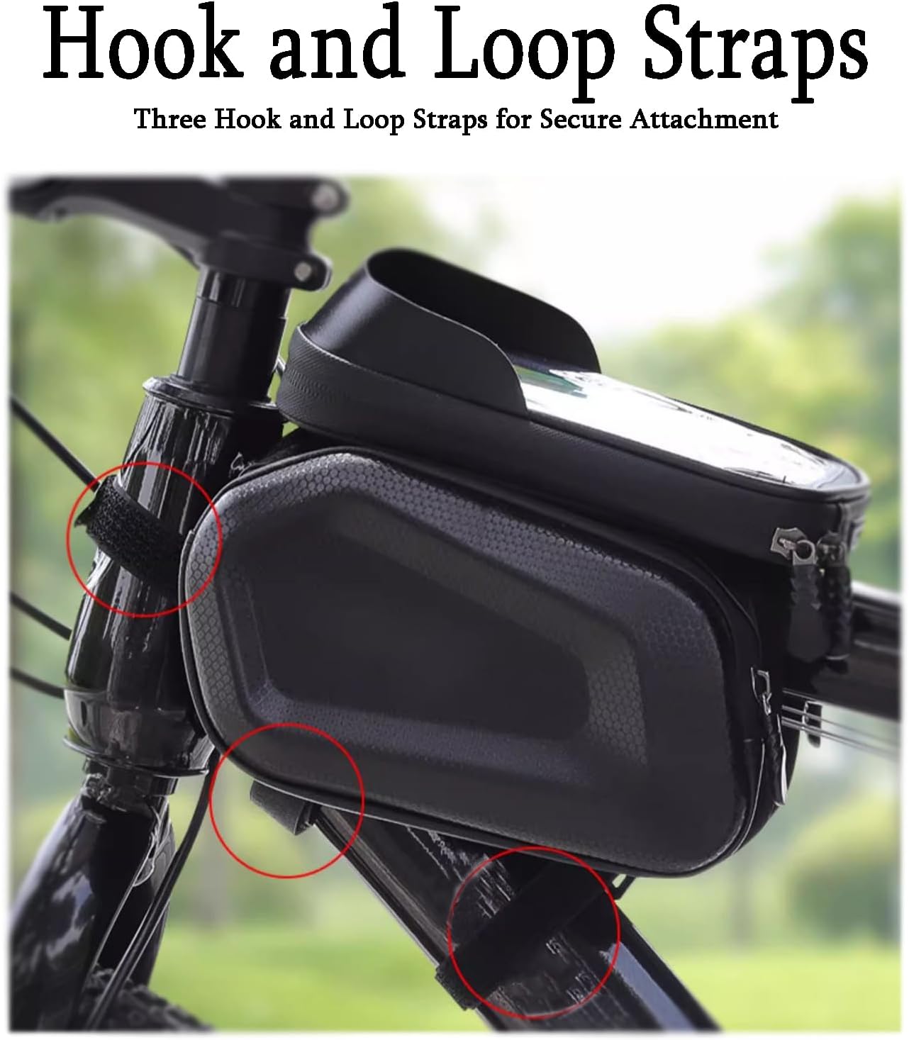 Bike Frame Bag for Specialized Turbo Levo 2018 2020 2022, Top Tube Phone Holder with Touch Screen, Large Capacity with 2 Side Storage Pockets, Headphone Port, 3-Point Straps