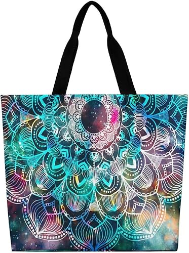 Miniatura 3 de DispRa Bolsas de comestibles reutilizables, bolsas de compras plegables con asas, bolsa de comestibles resistente para comestibles, estampado de