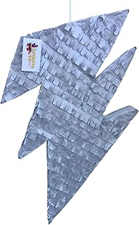 APINATA4U Lightning Bolt Pinata 20" Tall Silver Gray Color Wizard Theme Party Favor