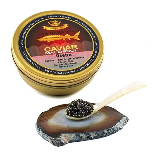 Vista 12 de Envío nocturno: caviar negro Olma Osetra Sturgeon - Sabor suave, grado superior, 1 onza / 0.99 oz