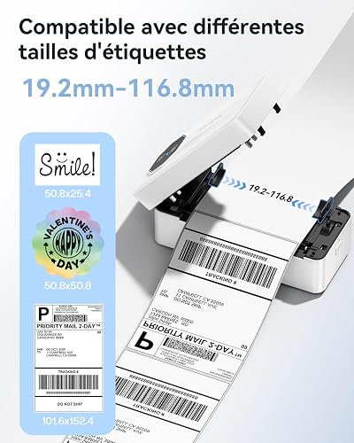 TATTMUSE Mini Bluetooth Thermal Label Printer, Shipping Label Printer 4x6, Postage Label Printer Compatible with Royal Mail, Evri, UPS, White - 2