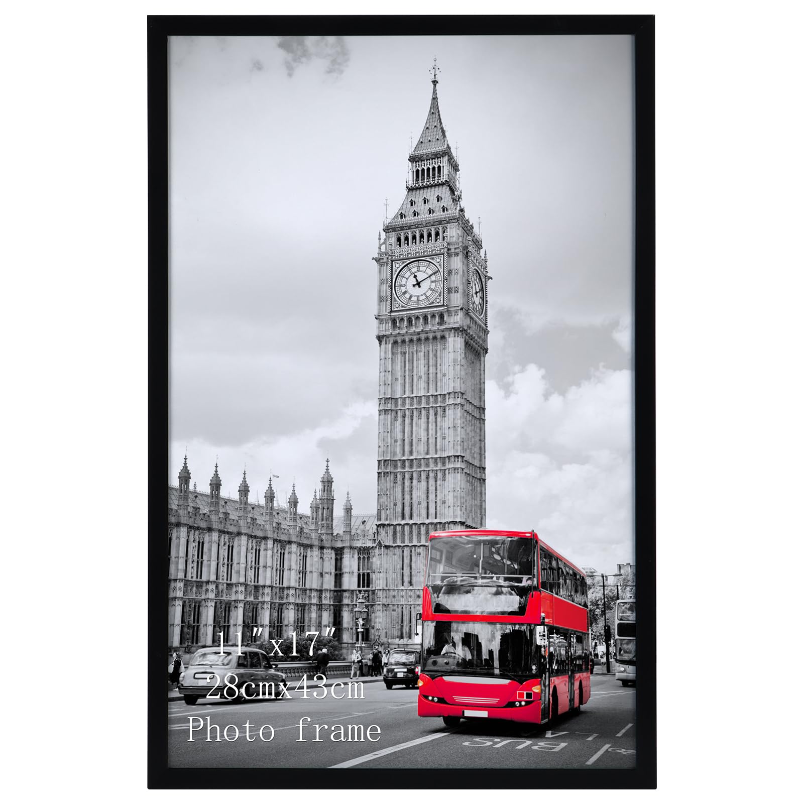 Giftgarden11x17 Picture Frame Black, 11 by 17 Thin Poster Photo Frame for Wall Display, Single