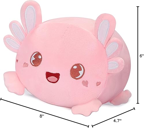Miniatura 10 de AIXINI Bonita almohada de felpa de ajolote rosa de 8 pulgadas, animal de peluche luminoso de salamandra ajolote, suave peluche kawaii para abrazar,