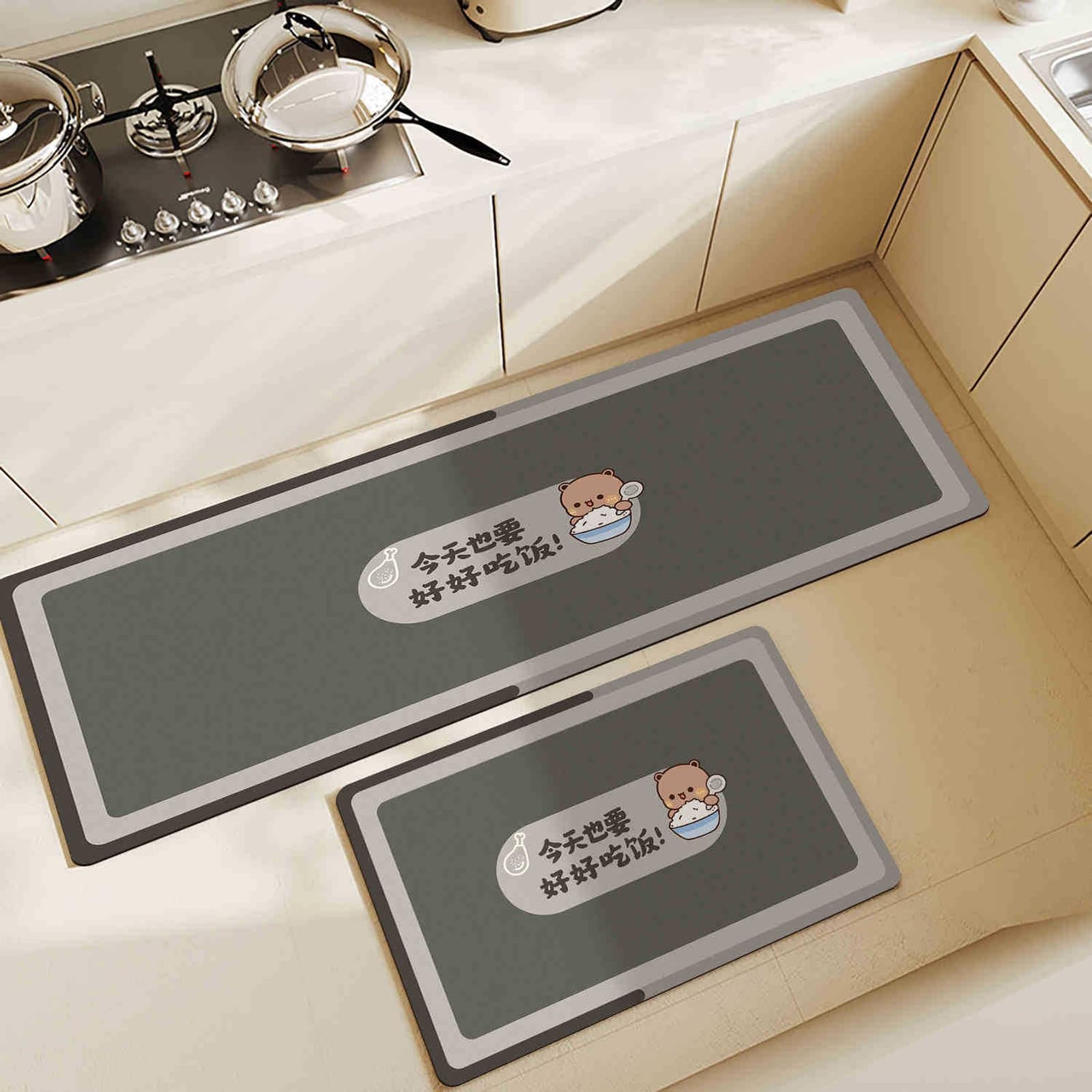 Alfombra de cocina con gran capacidad de absorción y base antideslizante lavable para baño