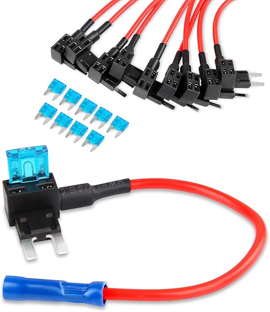 Nilight Fuse Holder Add-a-circuit Fuse TAP Adapter Mini ATM APM Blade Fuse Holder-10 Pack , 2 years Warranty