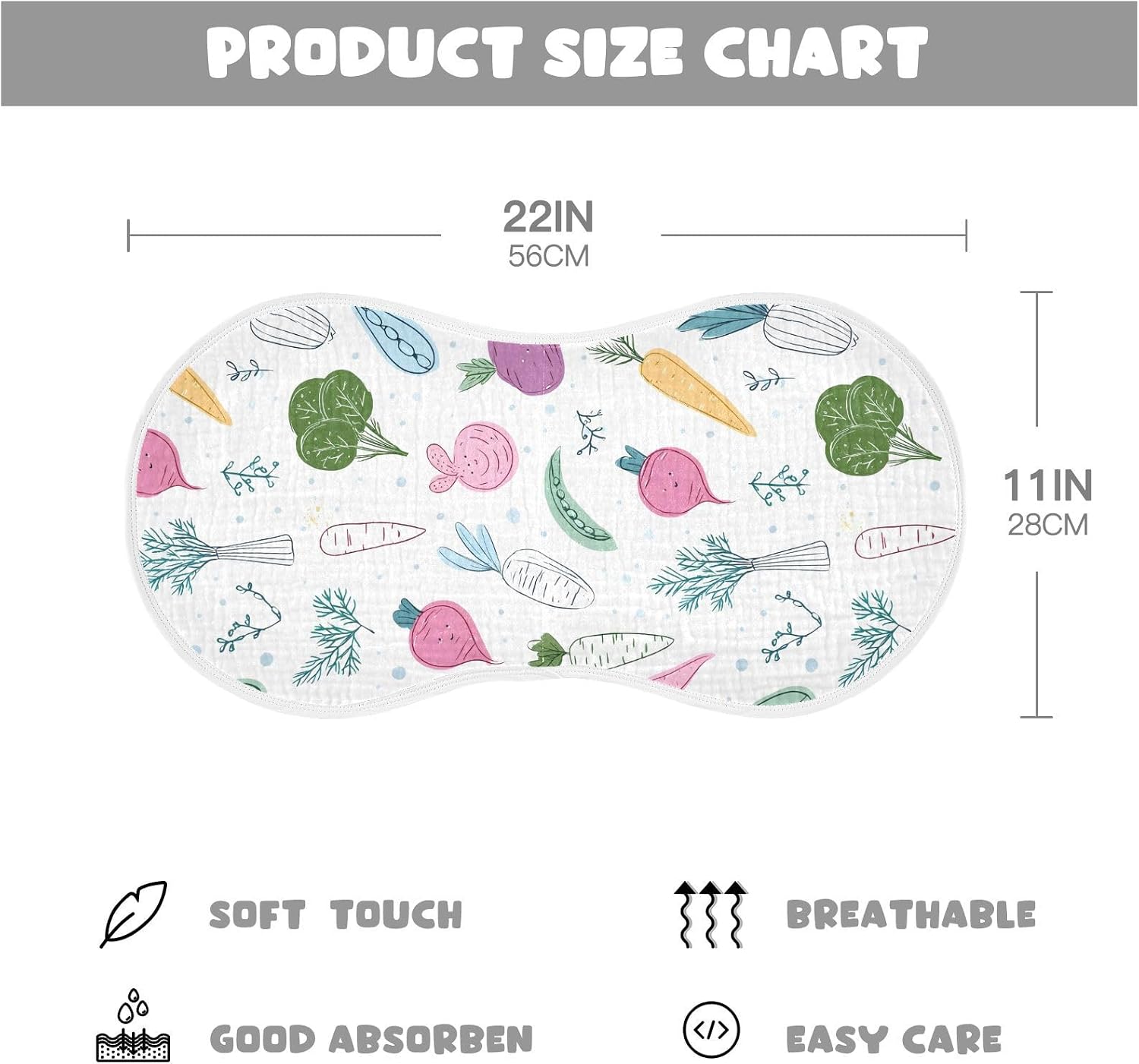 vvfelixl Cute Vegetables Burp Cloths for Baby Boy Girls Baby Washcloths Burp Rags 1 Pack