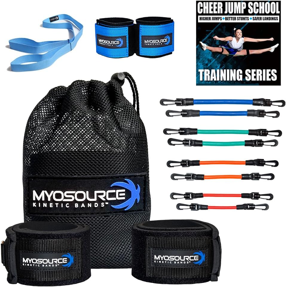 Cheer Kit Improve Cheerleading Fitness Performance, 4-Level Leg Resistance Bands, Tumble Pro Ankle Straps, Flexibility Stunt Strap, Better Jumps & Stunts