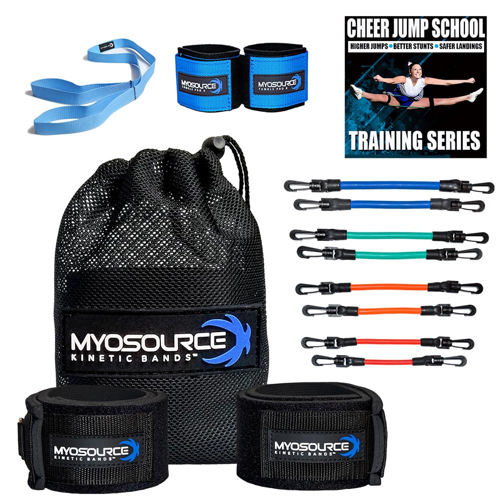 Cheer Kit Improve Cheerleading Fitness Performance, 4-Level Leg Resistance Bands, Tumble Pro Ankle Straps, Flexibility Stunt Strap, Better Jumps & Stunts