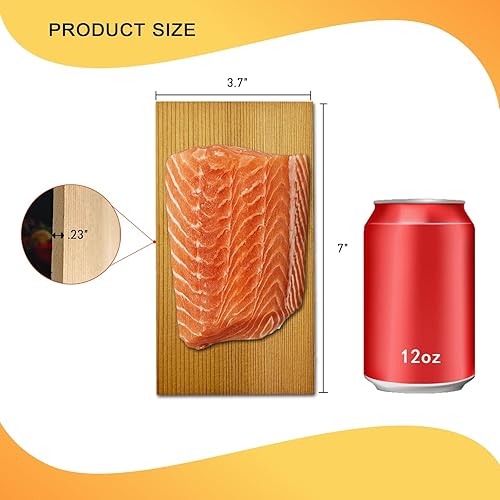Miniatura 2 de Paquete de 9 tablones de cedro rojo occidental para asar salmón, tablones de parrilla de 7 x 3.7 pulgadas, accesorios de barbacoa para asar