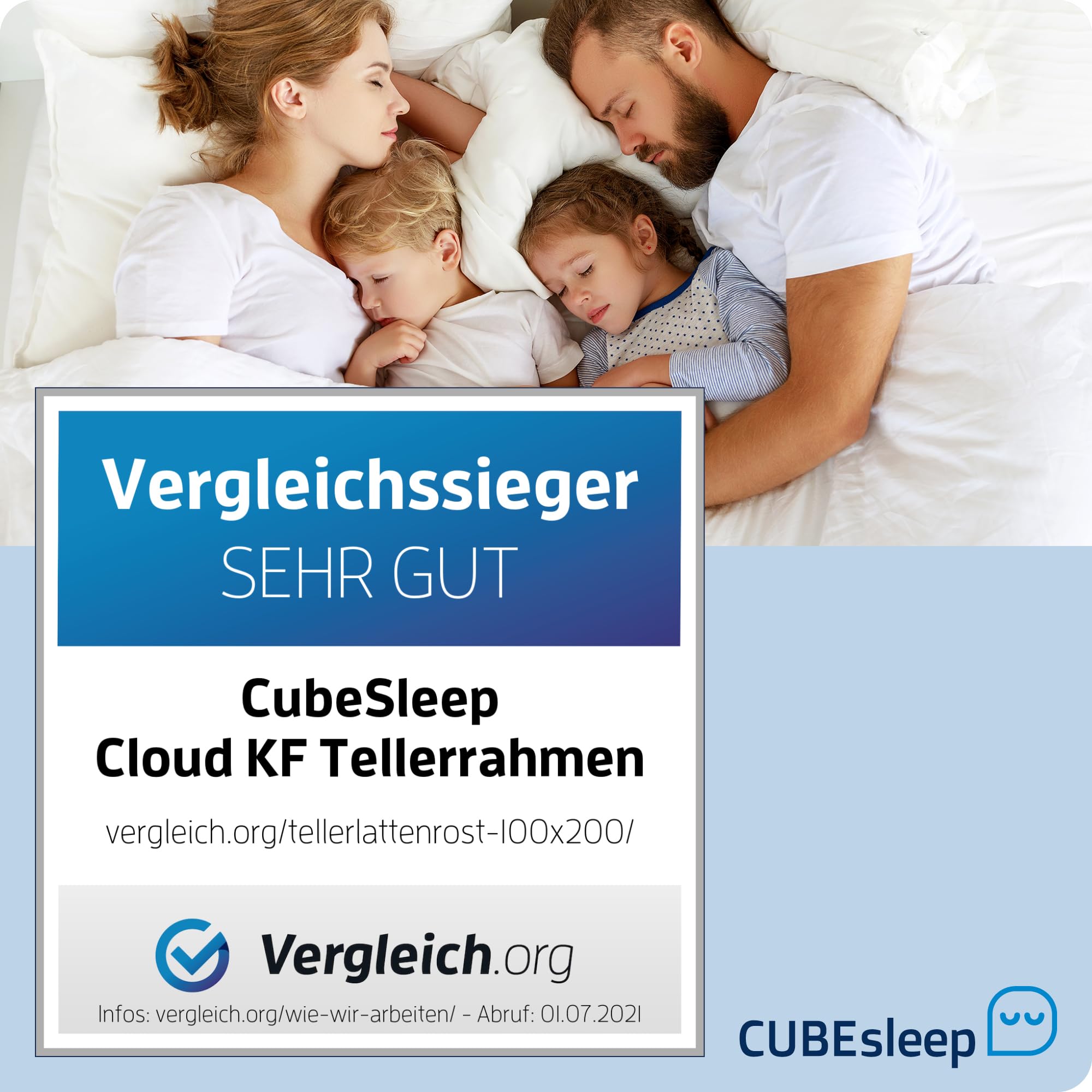 CubeSleep 7-Zonen Lattenrost Cloud KF Tellerrahmen 90x200cm | Kopf- und Fußteil verstellbar | Made In Germany | GS Zertifiziert – geprüfte Sicherheit