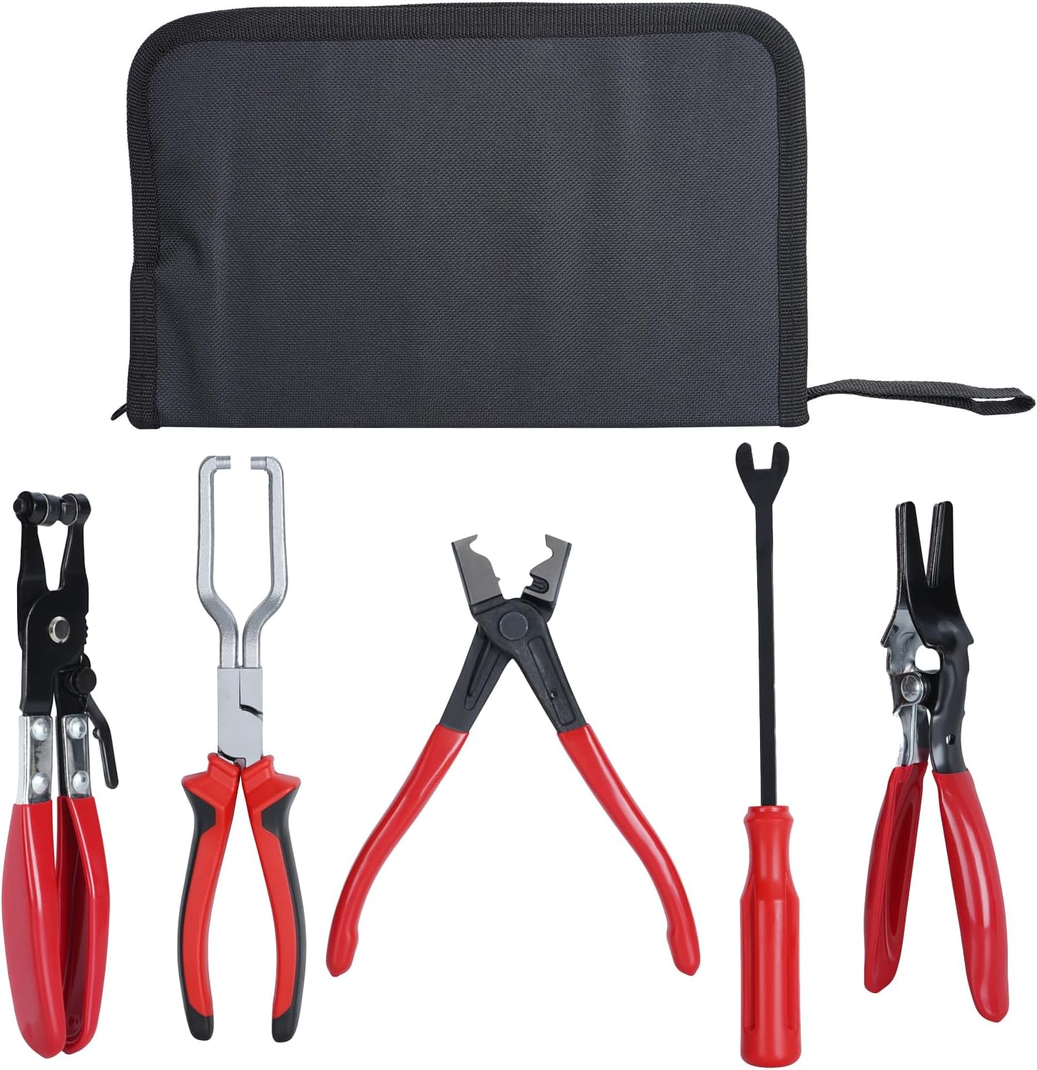 Hose Clamp Pliers Set - Non-Slip Automotive Repair Toolkit, Multi-Angle Coolant Line Grip Tools, Five-Piece Vehicle Service Equipment | Radiator Heater Coolant Handler for Truck Automotive SUV Sedan P