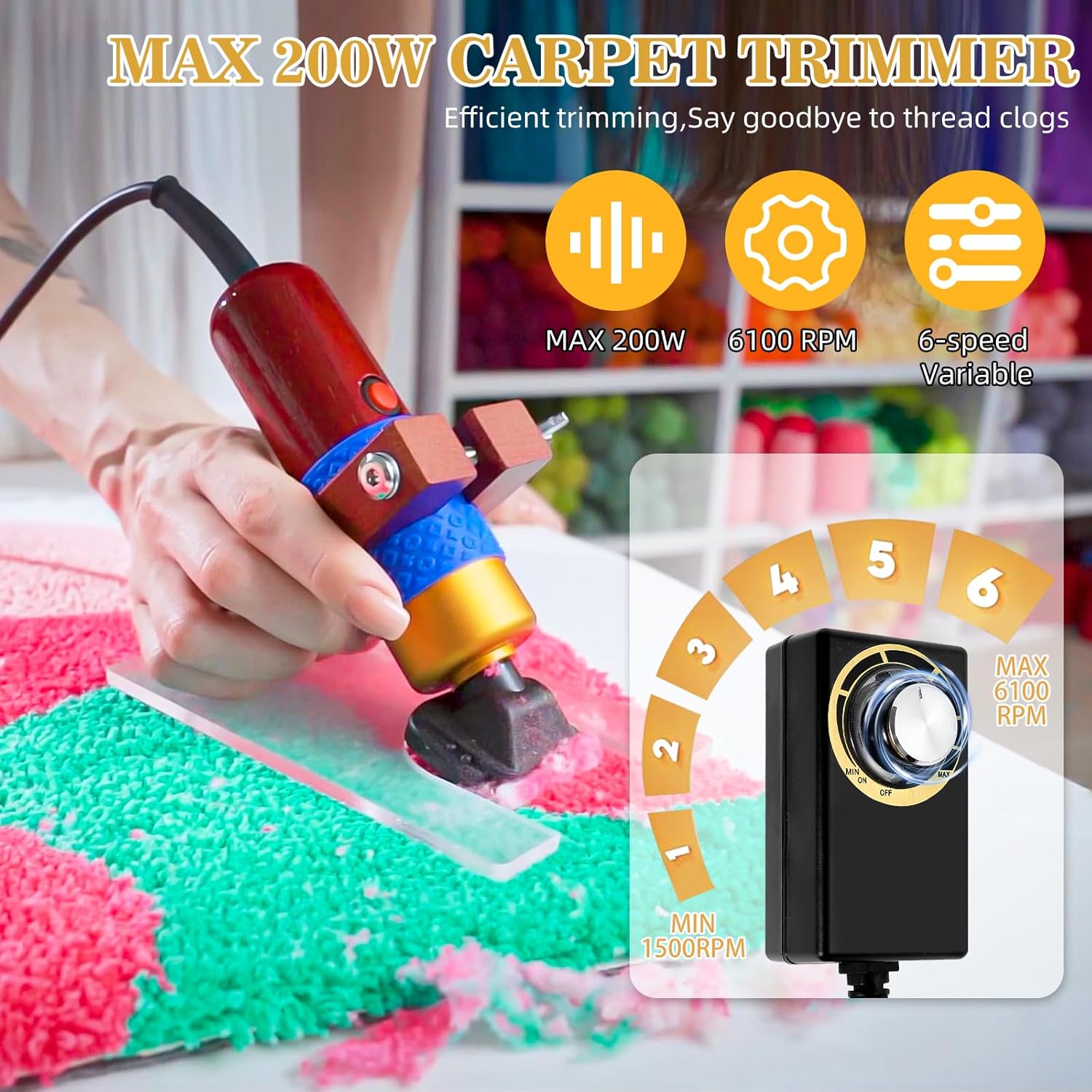 Rug Tufting Gun with Carpet Trimmer Kit，Tufting Gun Starter Kit Professional Tufting Rug Making Machine ，2 in 1 Cut Pile Loop Pile Tufting Gun Kits for Beginners and Amateur