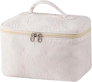 Bolsa de maquillaje de conchas blancas acolch...