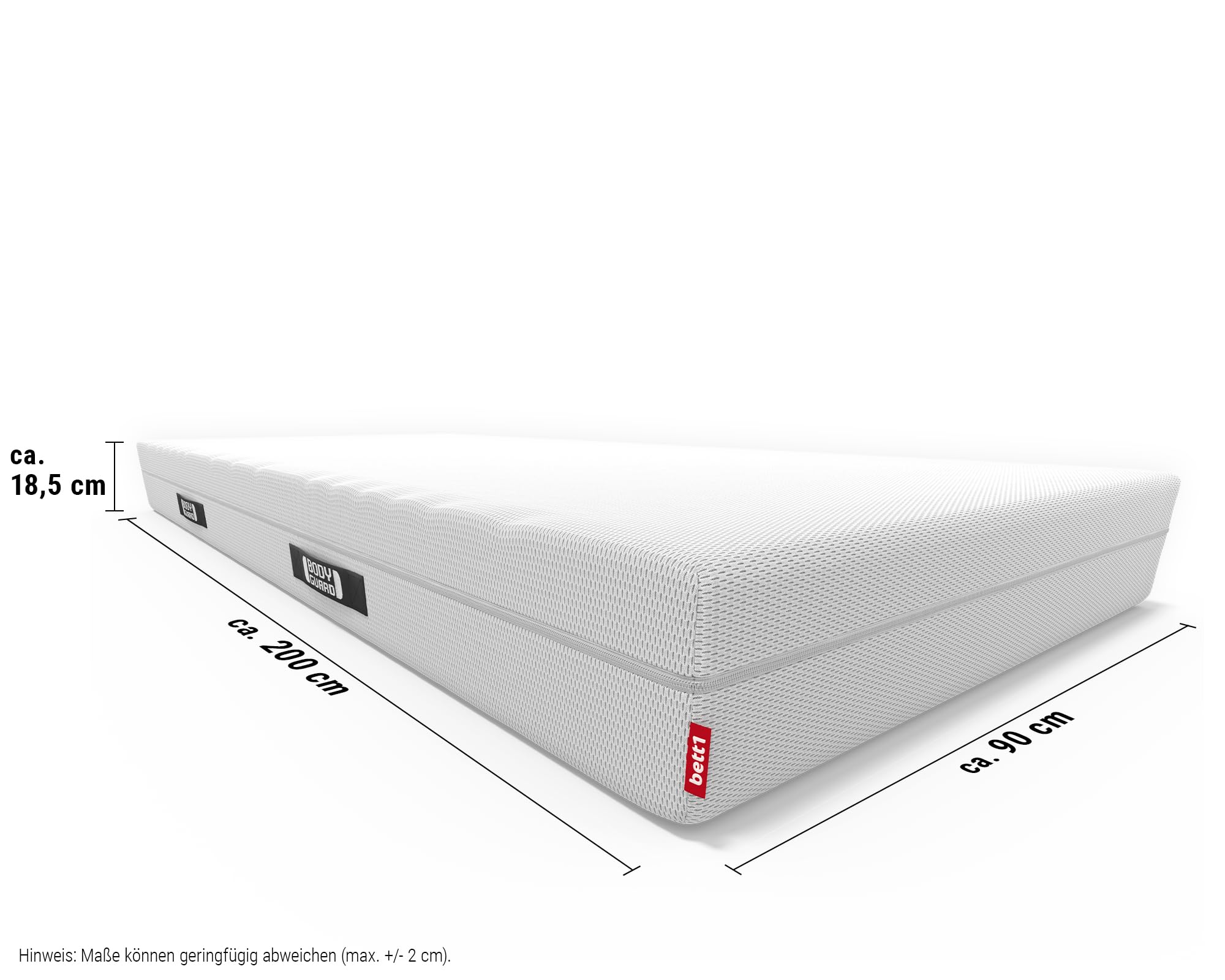 bett1 Bodyguard Anti-Kartell-Matratze 90x200. Deutschlands meistgekaufte Matratze (2in1 Liegehärten Mittelfest & Fester, Bezug 60°C waschbar, Oeko-TEX 100, Ergonomiemodule, QXSchaum)