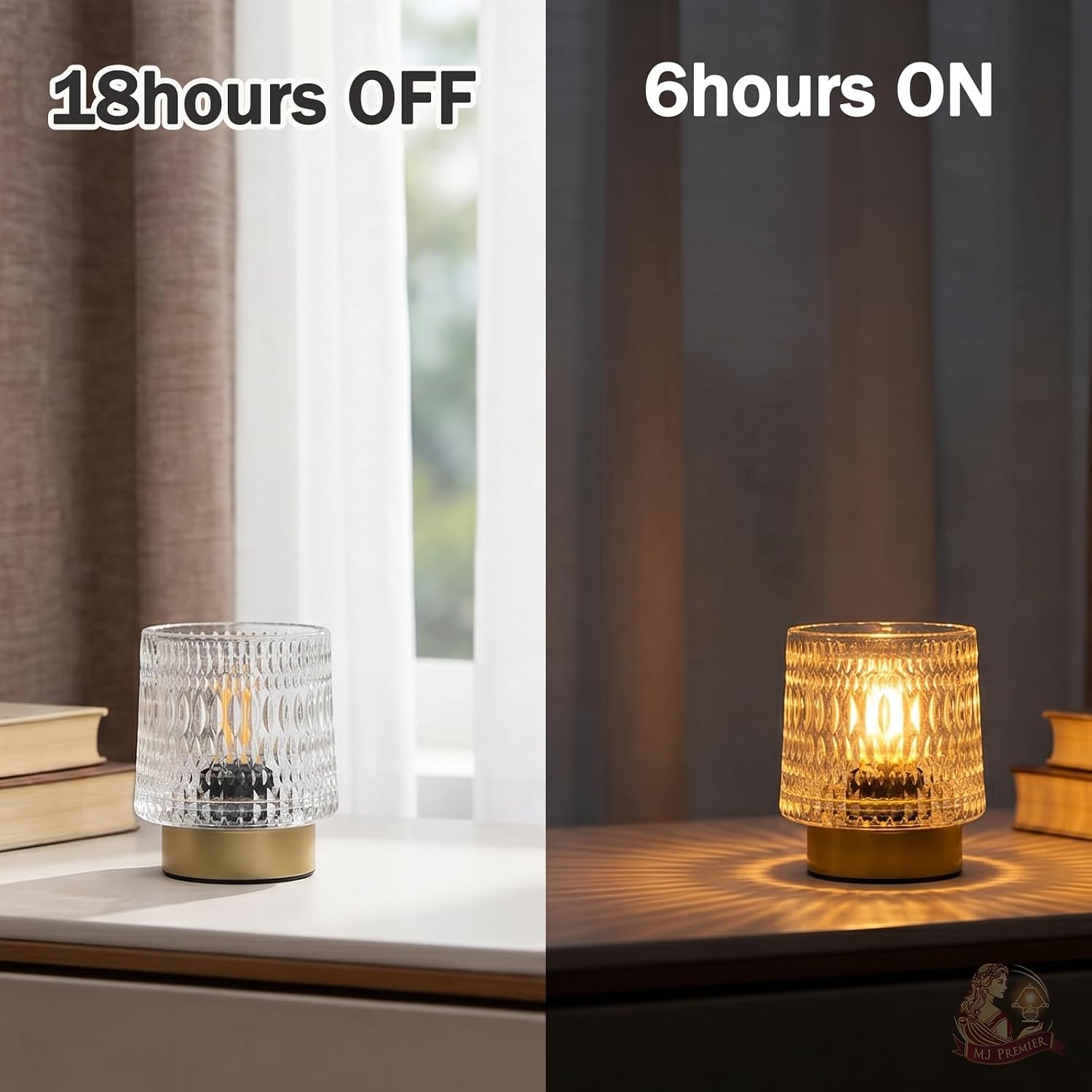 MJ PREMIER Battery Operated Lamp,Small Cordless Lamp with Timer, Clear-04 image 4