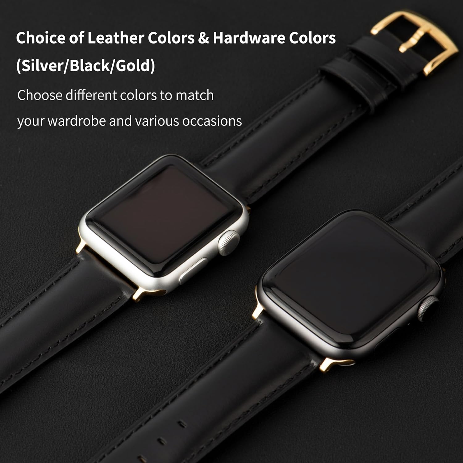 Leather Watch Bands Compatible with Apple Watch 49mm 46mm 45mm 44mm 42mm 41mm 40mm 38mm, Top Grain Leather Replacement Straps for iWatch Series 11 10 9 8 7 6 5 4 3 2 1 SE3/2/1 Ultra3/2/1