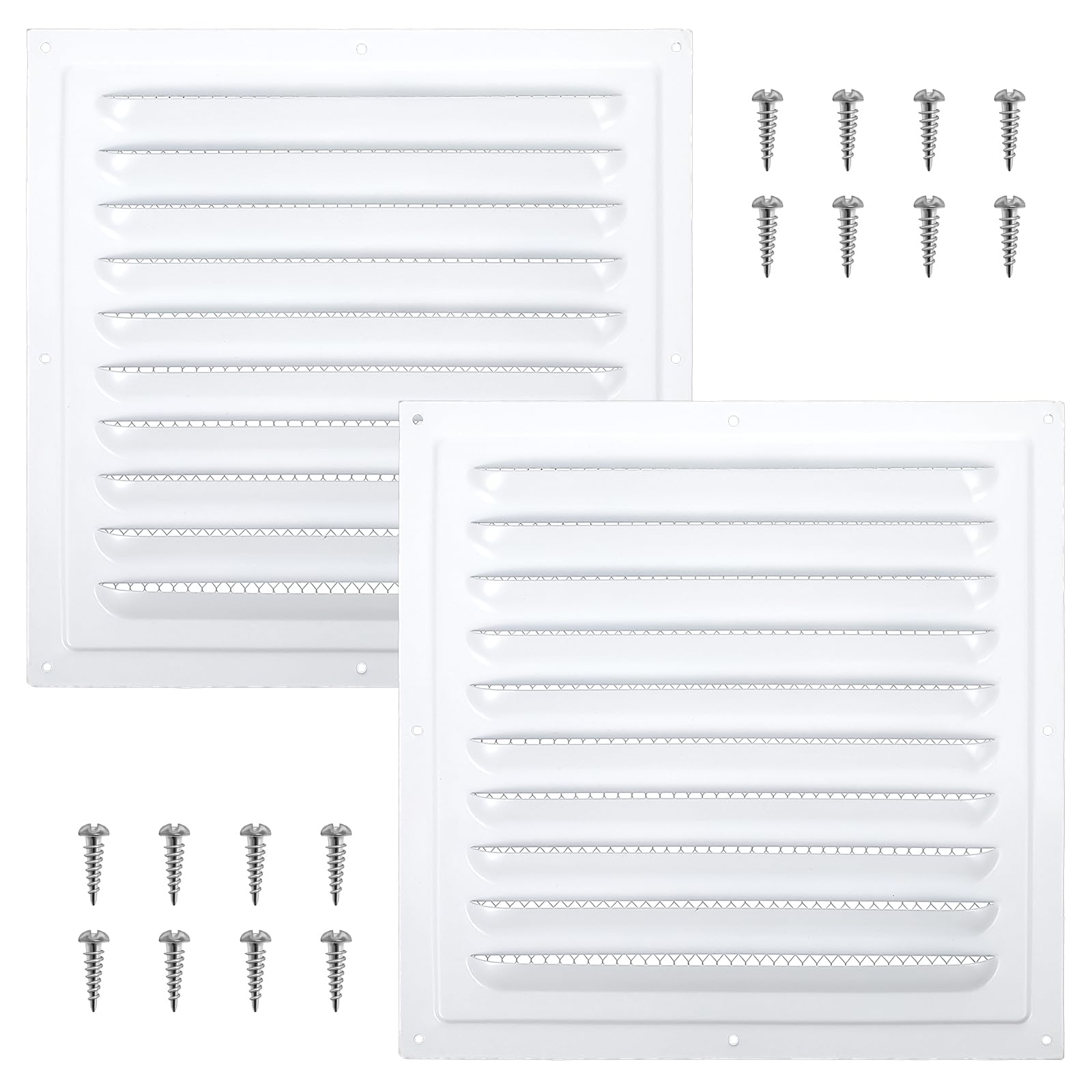 Tobeelec 2 Pcs Attic Gable Vents, Aluminum Wall Metal Shed Vent With Screen Mesh, Square Louver Grille for Exterior Door House Attic Garage Ceiling (10 x 10 Inch)