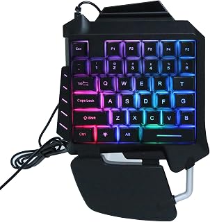 One Hand RGB Mechanical Gaming Keyboard, 35-Key USB Wired Portable Mini Gaming Keypad Ergonomic Mechanical Keyboard, with Wrist Rest, for Win 98SEME/2000/XPVISTA/7/10