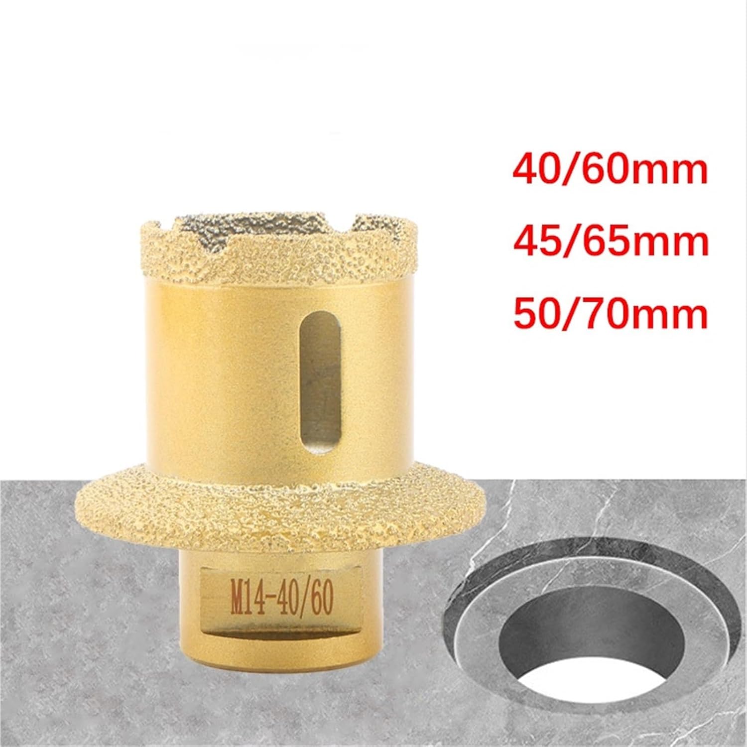 Brazed Diamond Core Drill Bits Washbasin Water Sink Hole Saw for Porcelain Tiles Marble Granite Countertop Sewer Hole Opener Too(1Set 50-70)