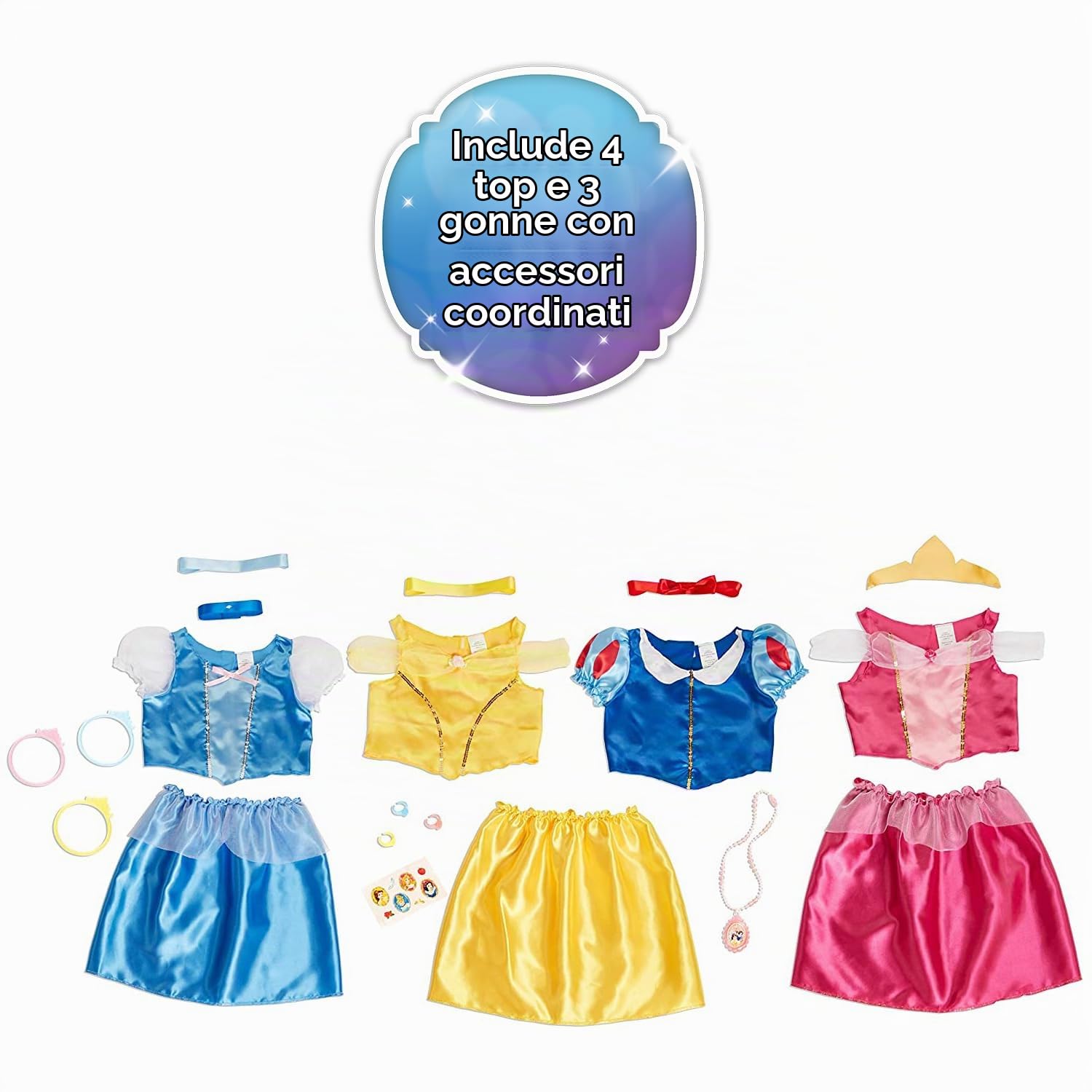 Disney Princess Il Baule delle Principesse Disney con 4 Abiti e Accessori, 21 Pezzi (Esclusiva Amazon)