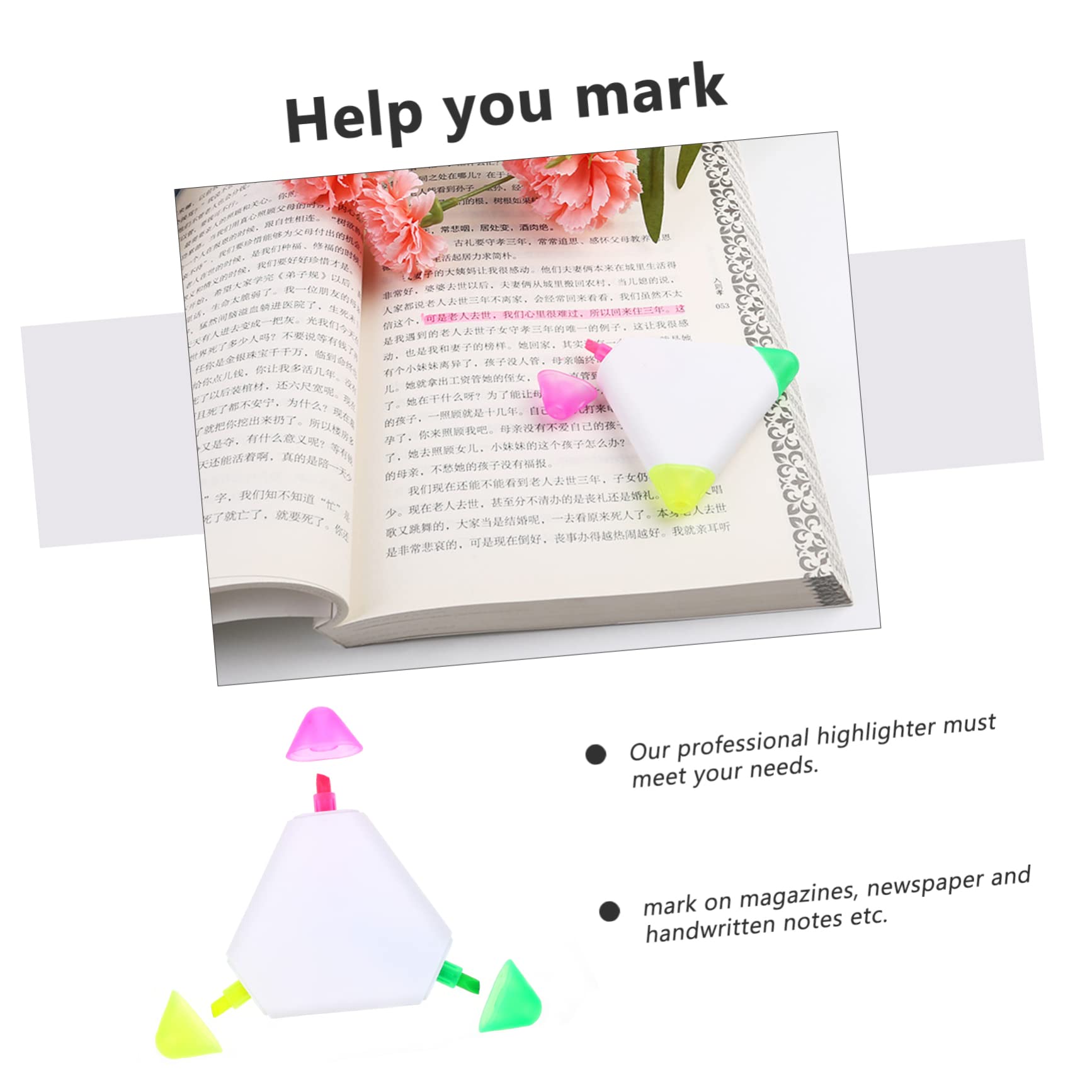 15pezzi Evidenziatori Triangolari Ergonomici in Colori Fluorescenti Per Studio Per Scrittura e