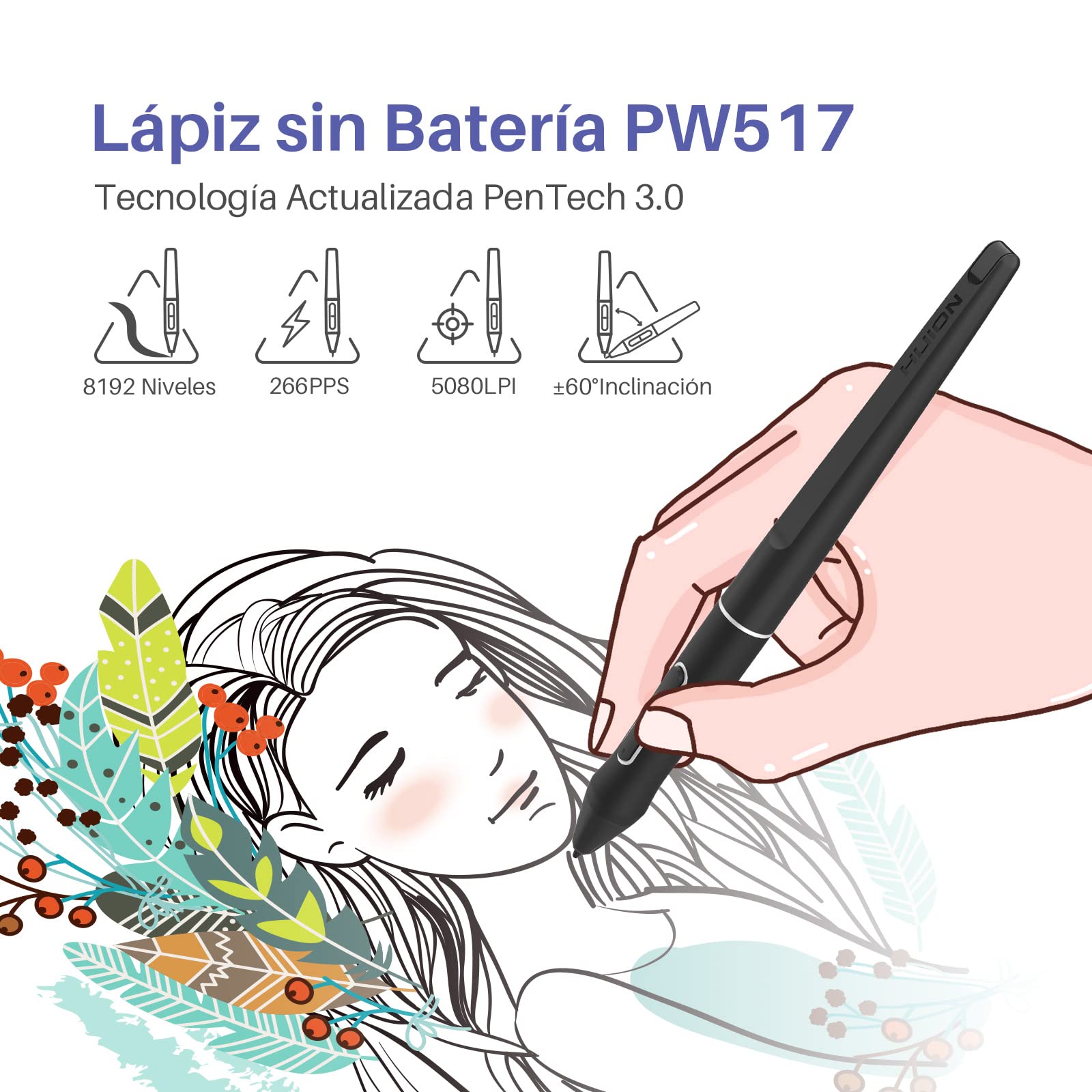 HUION Kamvas 13 Tableta Gráfica con Pantalla, 13,3 Pulgadas Monitor de Dibujo Gráfico con Pantalla, Laminada Completa, con presión de 8192 niveles, Compatible con Android,con Ajustable Soporte,Púrpura | Pantalla laminada completa de 13,3", 120% sRGB. Bolí
