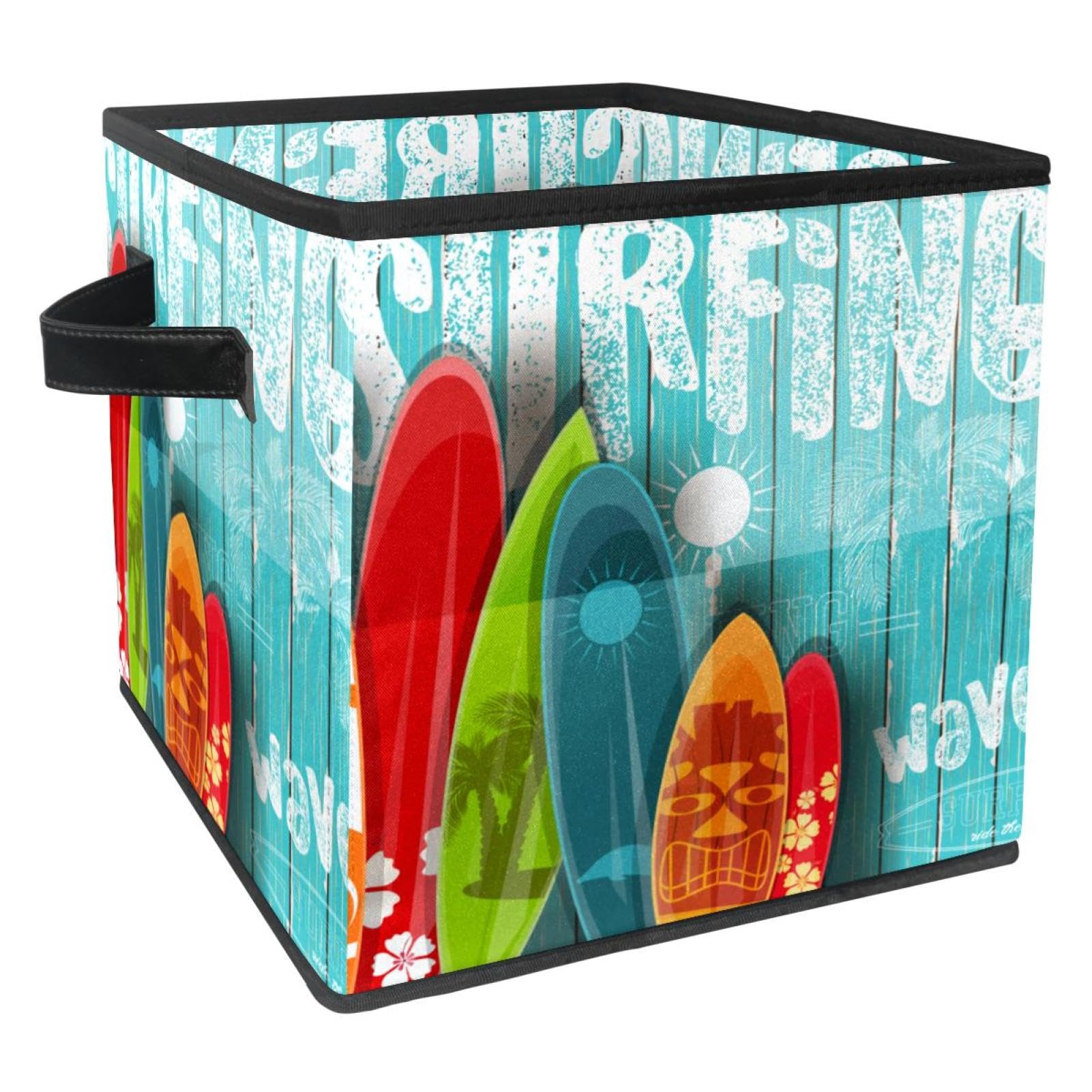 Boîte de rangement en tissu pliable et bac avec poignées pour placard