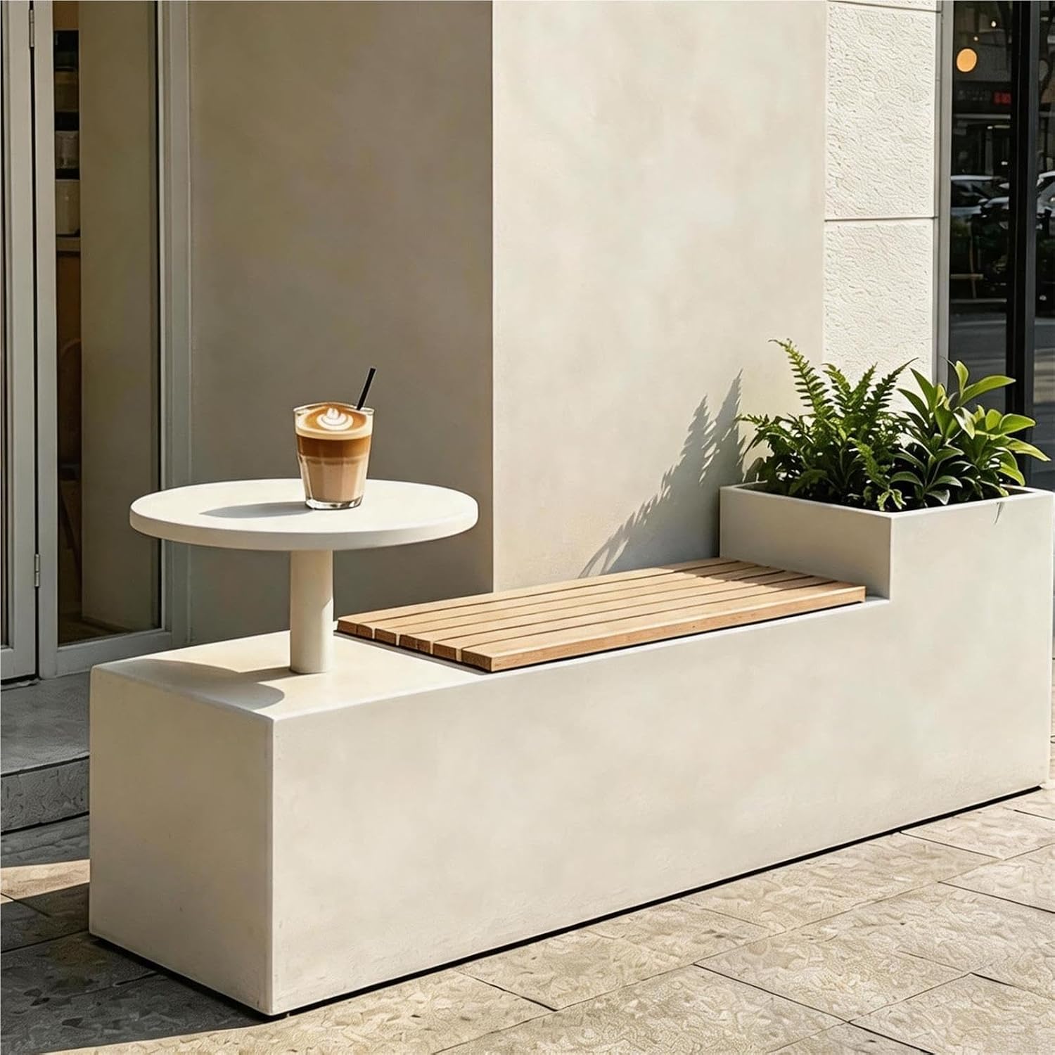 Garden Bench with Planters Sitting Stool Flower Box Outdoor Balcony Garden
