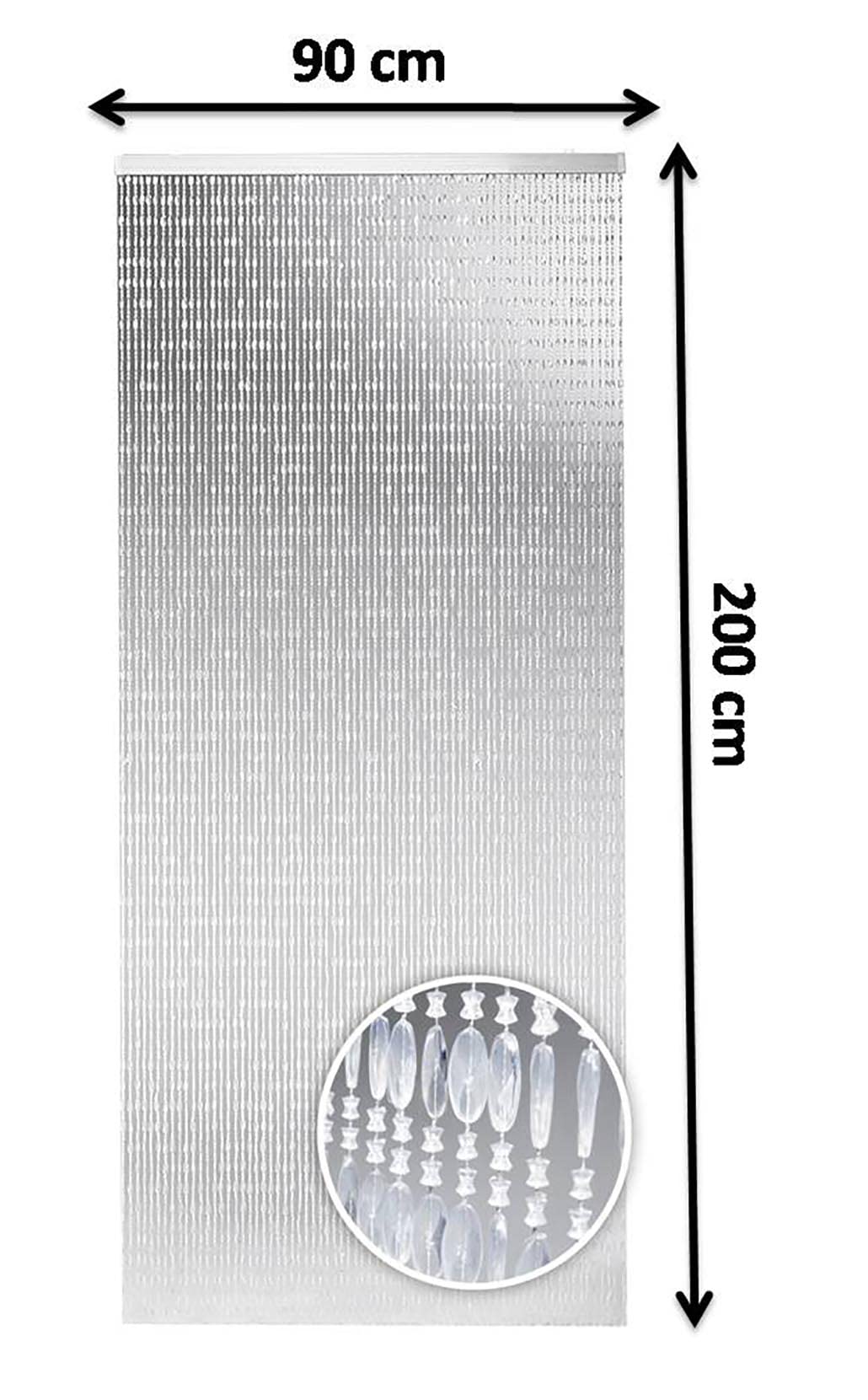 Kobolo Türvorhang Perlenvorhang Diamonds 90x200 cm - Sichtschutz für Ihre Balkon/Terrassen