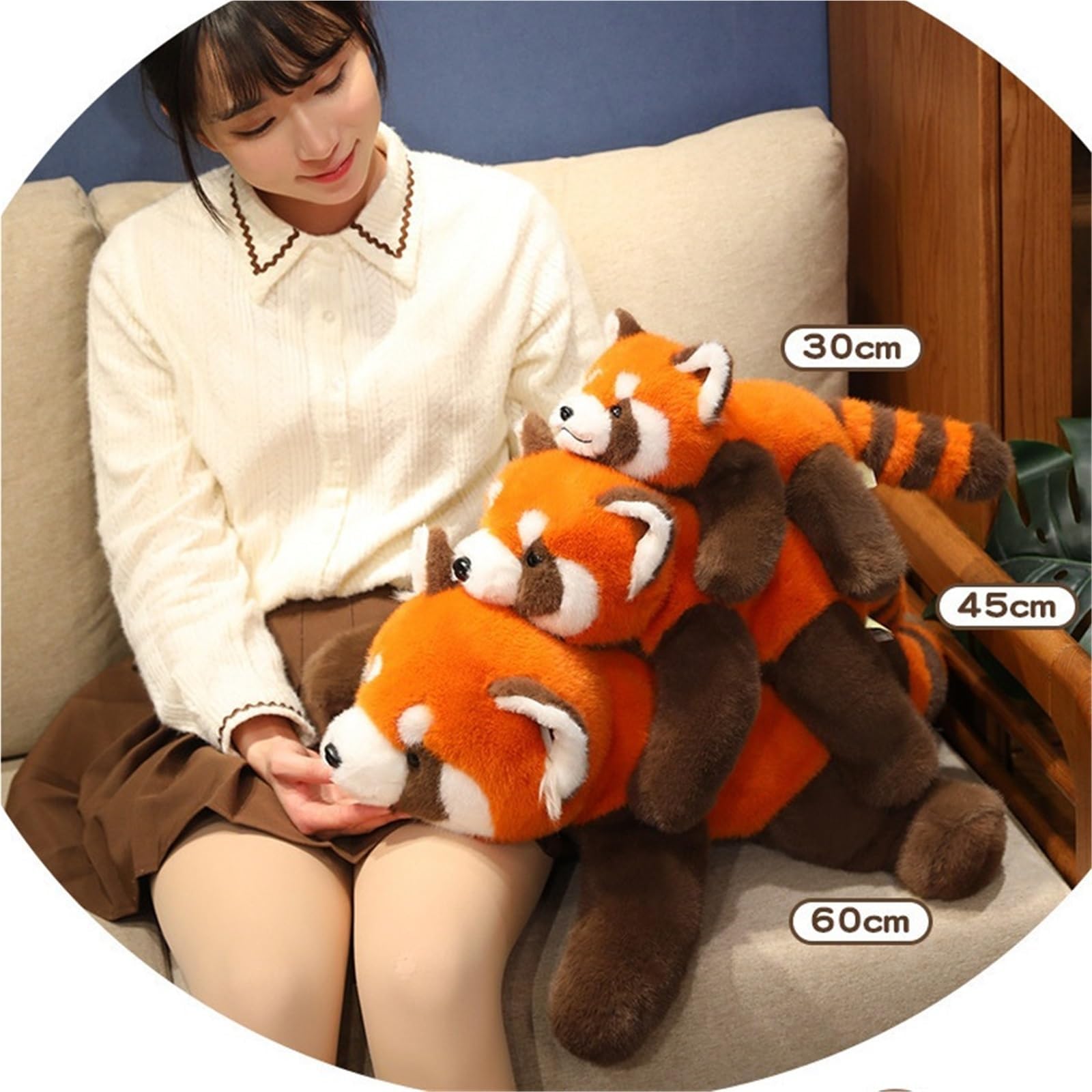 Pluszowa Panda Czerwona 30cm/45cm/60cm, pluszowa zabawka szop, super miękka, komfortowa, przytulna, słodka poduszka ciała, pluszowe misie panda, prezenty urodzinowe dla chłopców i dziewczynek 45cm