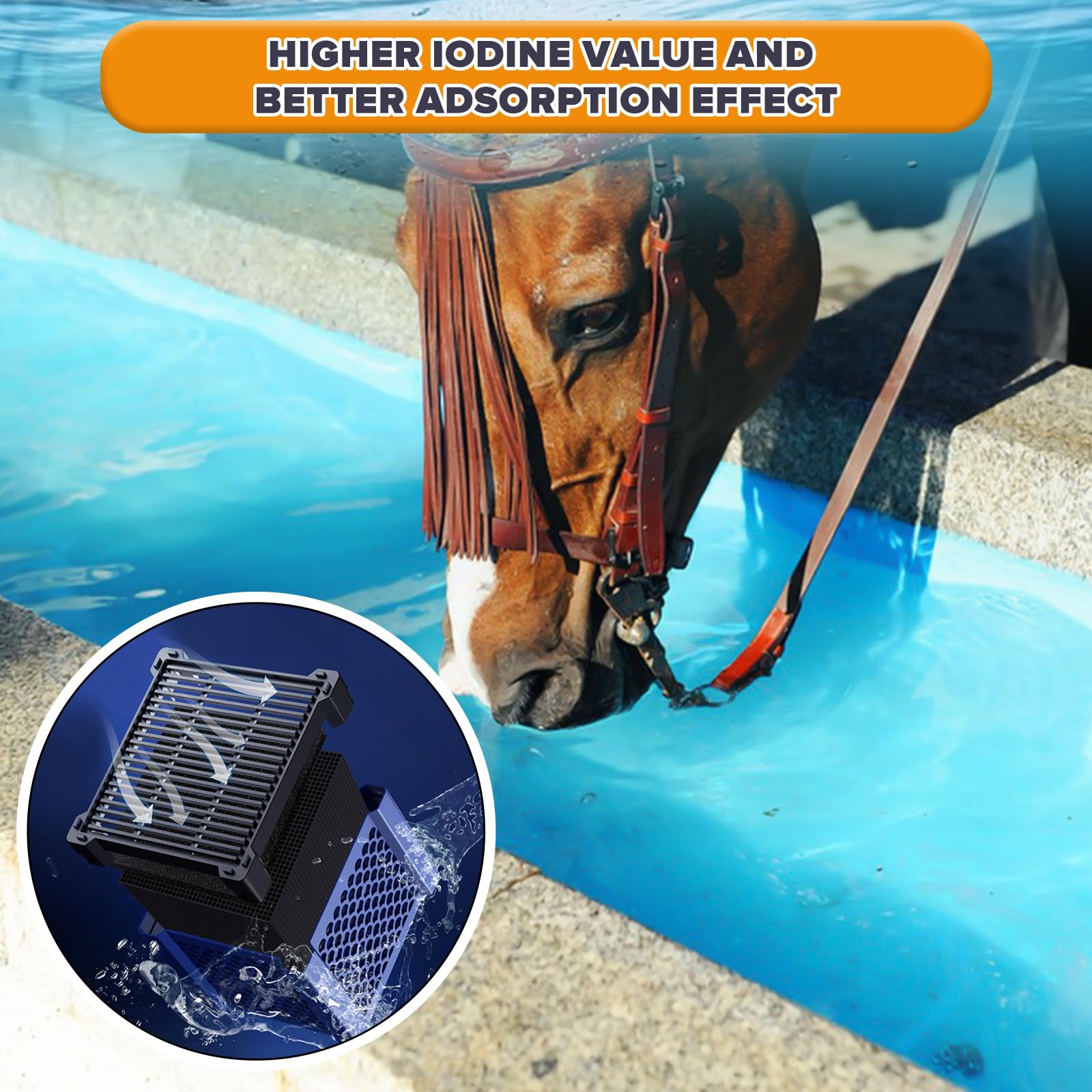 Clever Cube Aktivkohle Pferde, 2 Stück Aktivkohlefilter Würfel Pferd, Eco-aquarium wasserreiniger-würfel für Pferdetränken, Aquarien & Teiche (2)