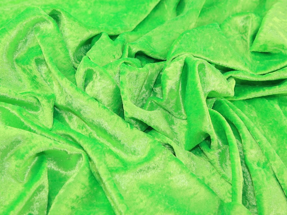 Balsara's Green Neon Crushed Velvet Fabric ***Free Post*** Bright Crushed Velvet Velour Strechy/Stretch Material 150Cm Width Sold By 1/2 Metre Unit Fluorescent Light