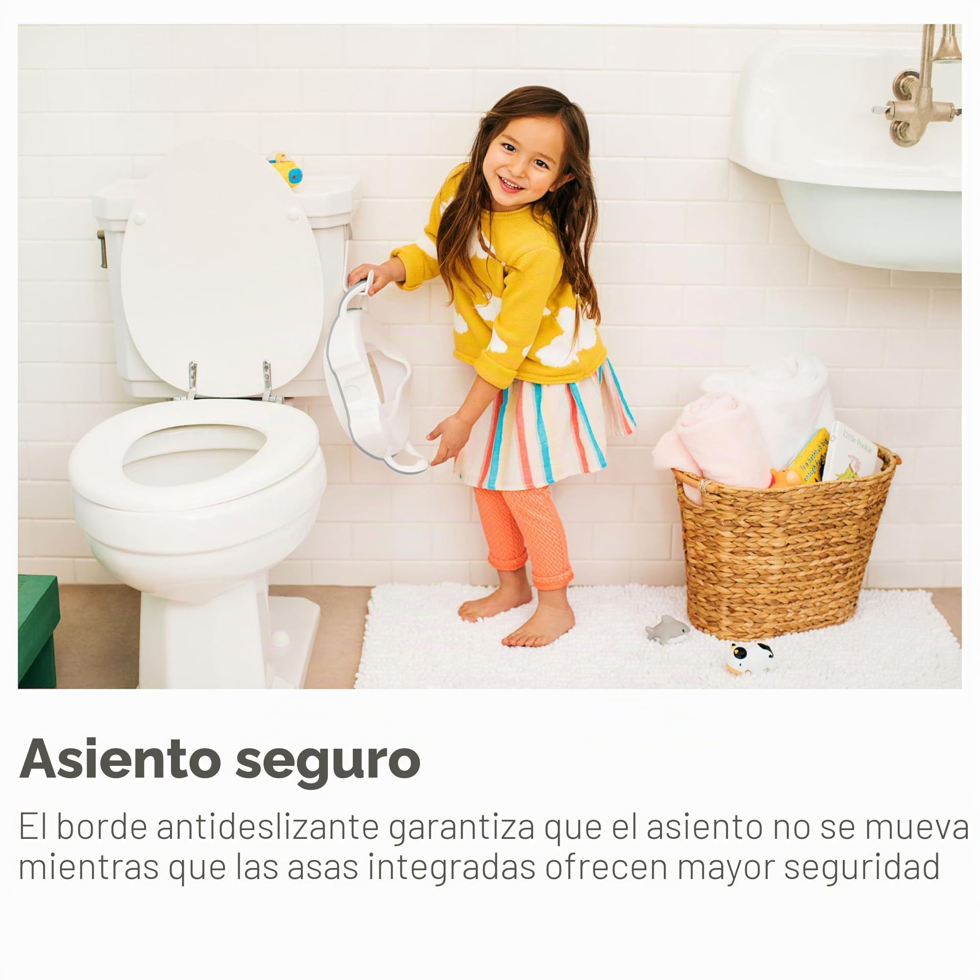 Munchkin Silla para Entrenamiento de Baño Resistente | Asiento de Entrenamiento para el Inodoro con Manijas y Patas | Ideal para Niños y Niñas Pequeñas | Blanco