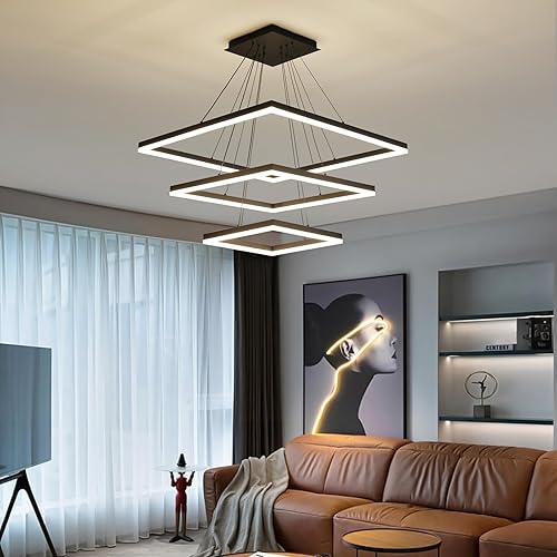 Candelabro de techo, con control remoto, regulable, 3 modos de color y brillo (luz cálida, fría y neutra), lámpara de techo de acrílico,