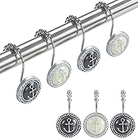 Vista 9 de Ganchos decorativos para ducha, 5 bolas de anillo de rodillo, ganchos de cortina de oso y alce para baño, juego de 12