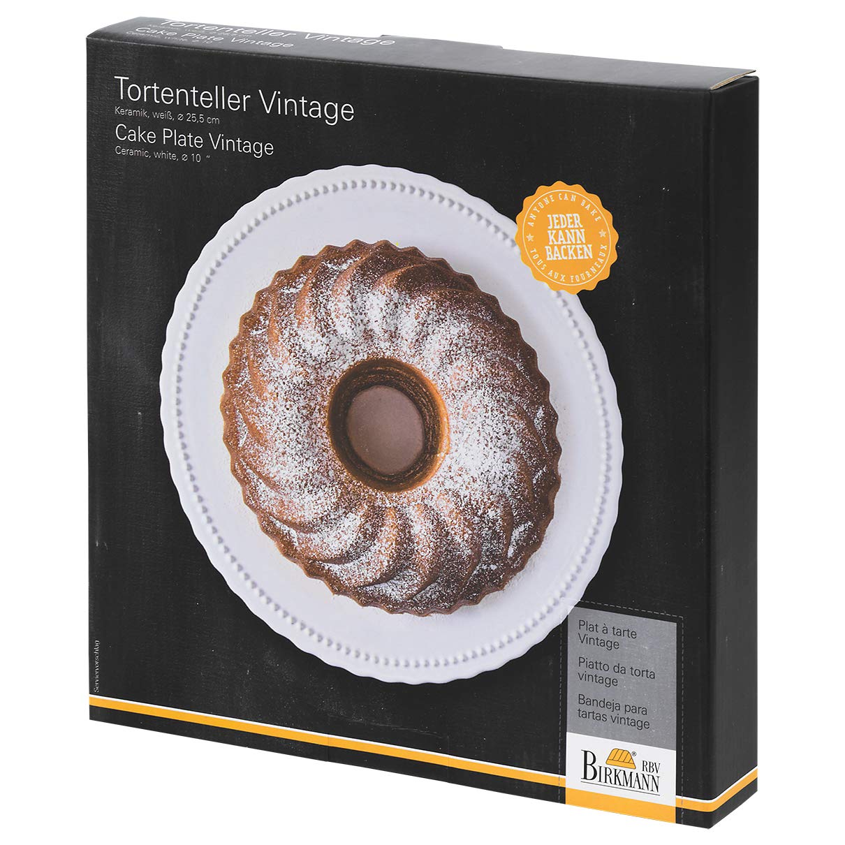 RBV Birkmann 443648 Assiette à gâteau, style vintage, en céramique, blanc, diamètre : 25 cm