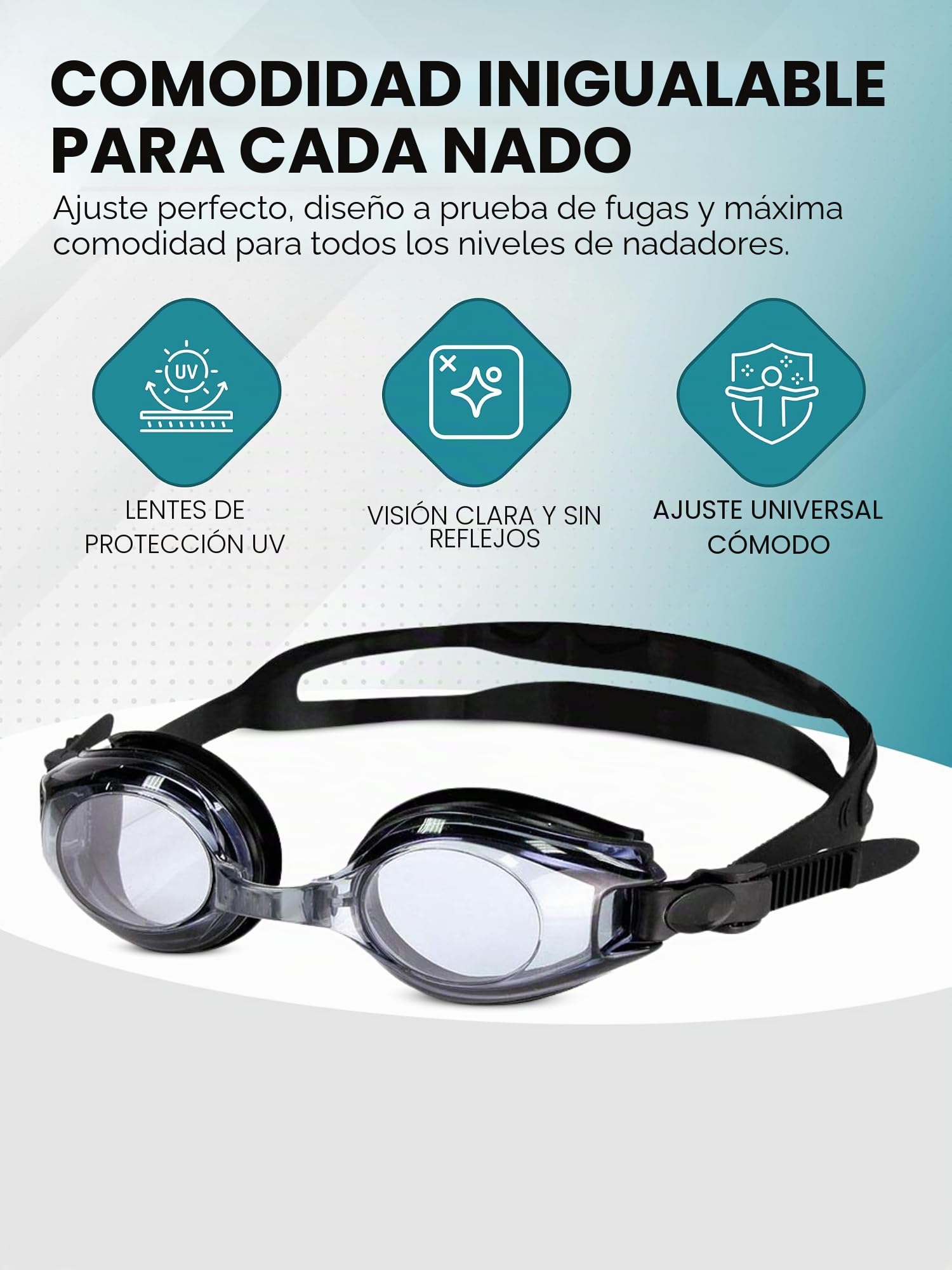 SPORTS WORLD VISION Gafas de natación ópticas | Unisex impermeables Gafas de buceo para adultos dioptrías positivas y negativas | Protección UV antivaho, visión nítida y gran angular | Ajuste cómodo