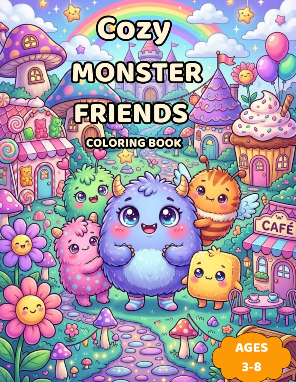 Cozy Monster Friends Coloring Book: 50 Cute Monster Adventures Featuring Adorable Kawaii Monsters, Magical Villages, Sweet Bakeries, Fun Hobbies, ... and Cozy Adventures for Kids Ages 3-8