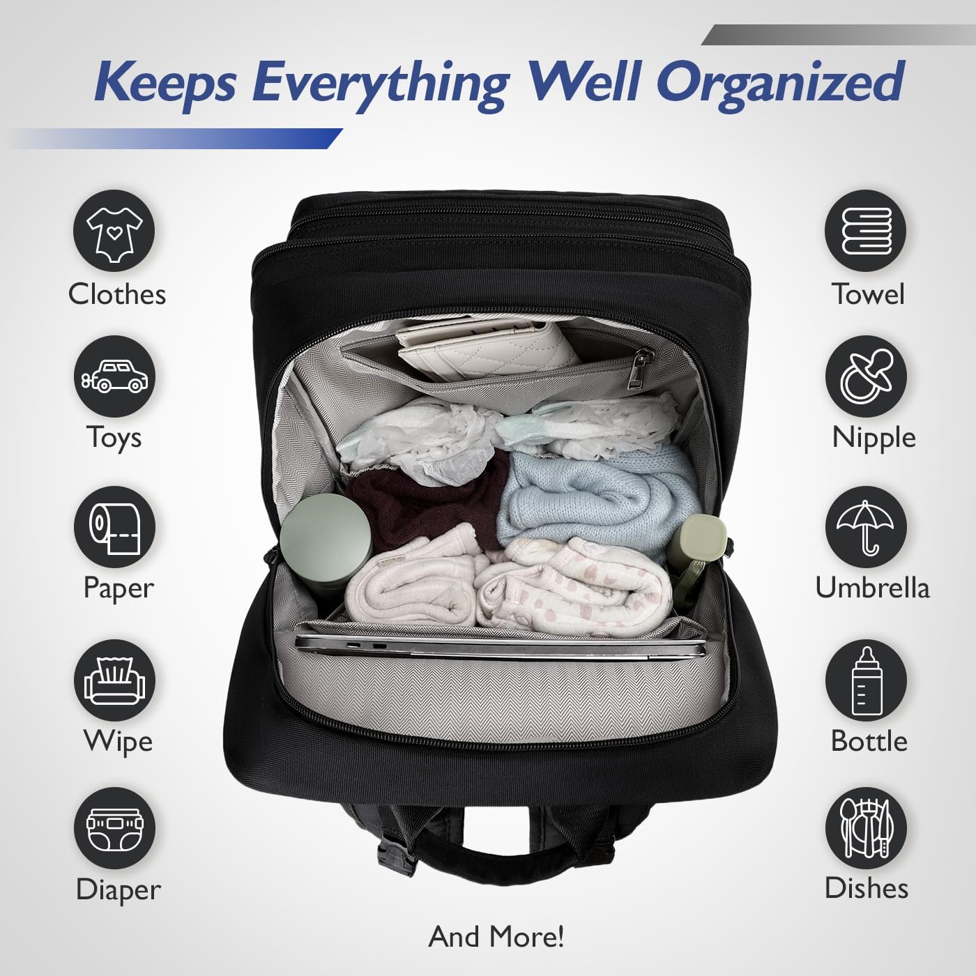 Dad Diaper Bag with Insulated Pockets, Stroller Clips and Luggage Sleeve for Travel, Large Tactical Diaper Bag for Men, Camo Black