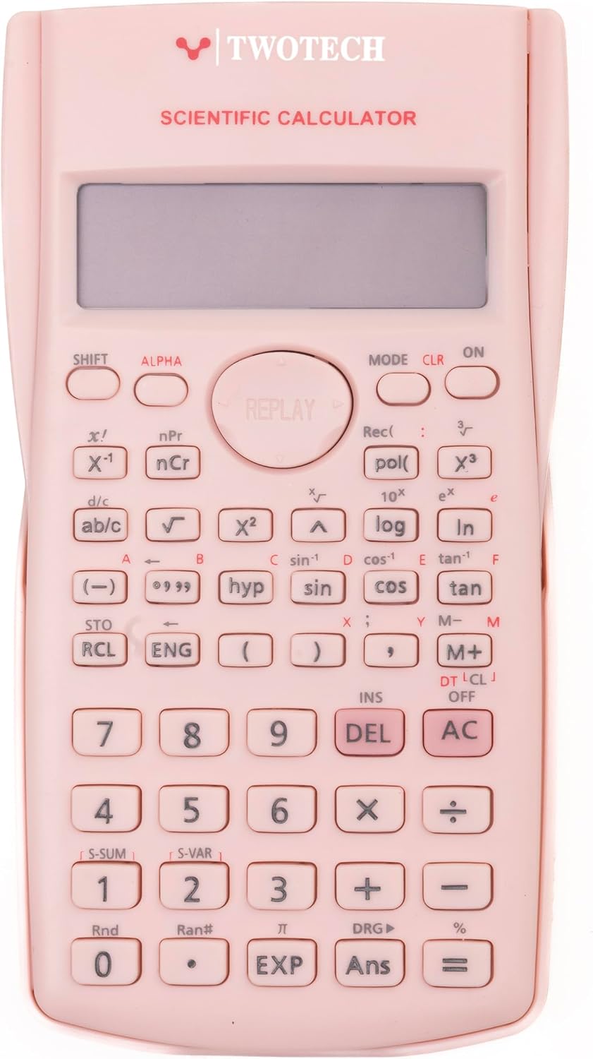 240 Fonksiyonlu Bilimsel Hesap Makinesi - 2 Satırlı Ekran, Güçlü Tasarım Beyaz (Pembe)