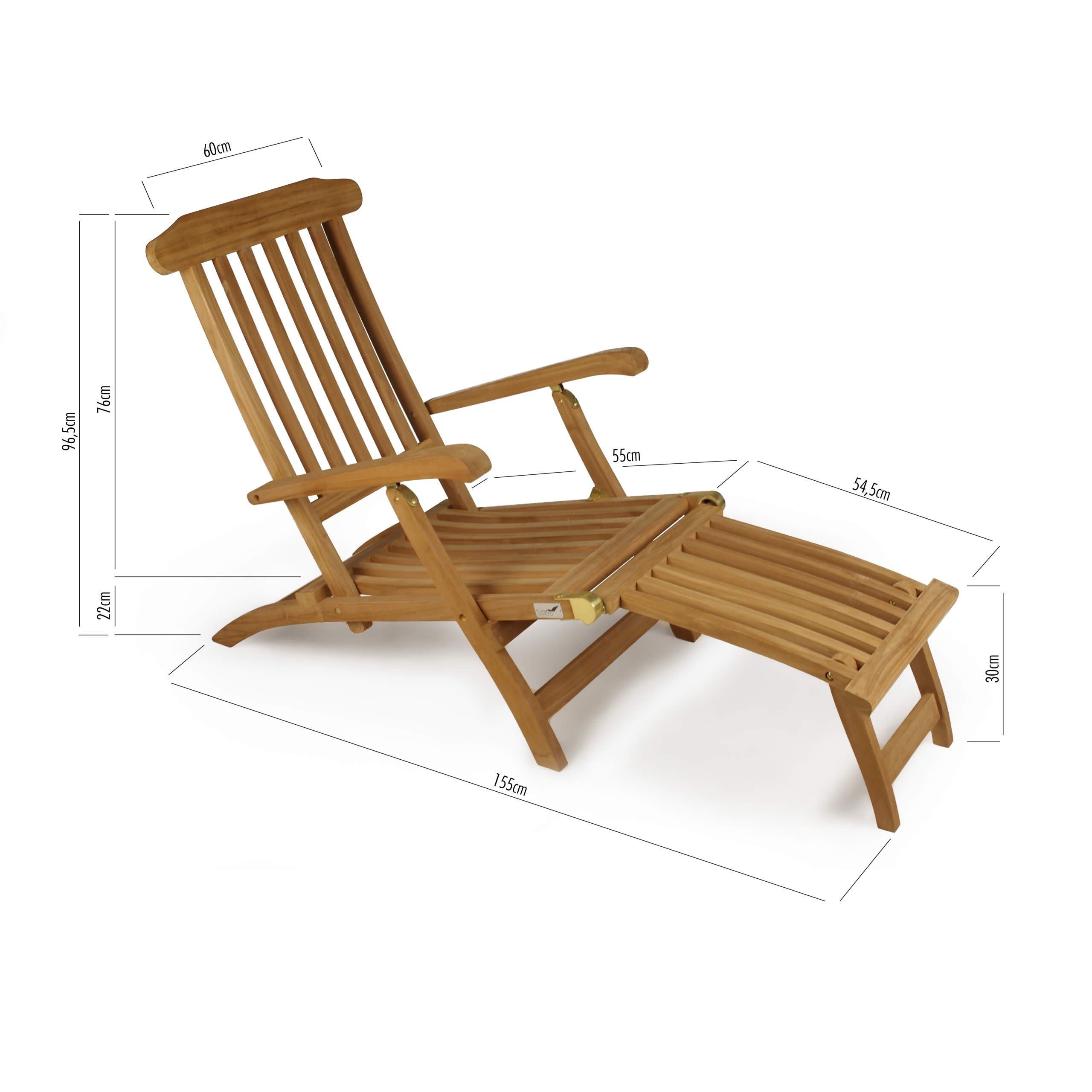 Divero Liegestuhl Florentine Steamer Chair aus Teakholz, behandelt - Farbe: Braun