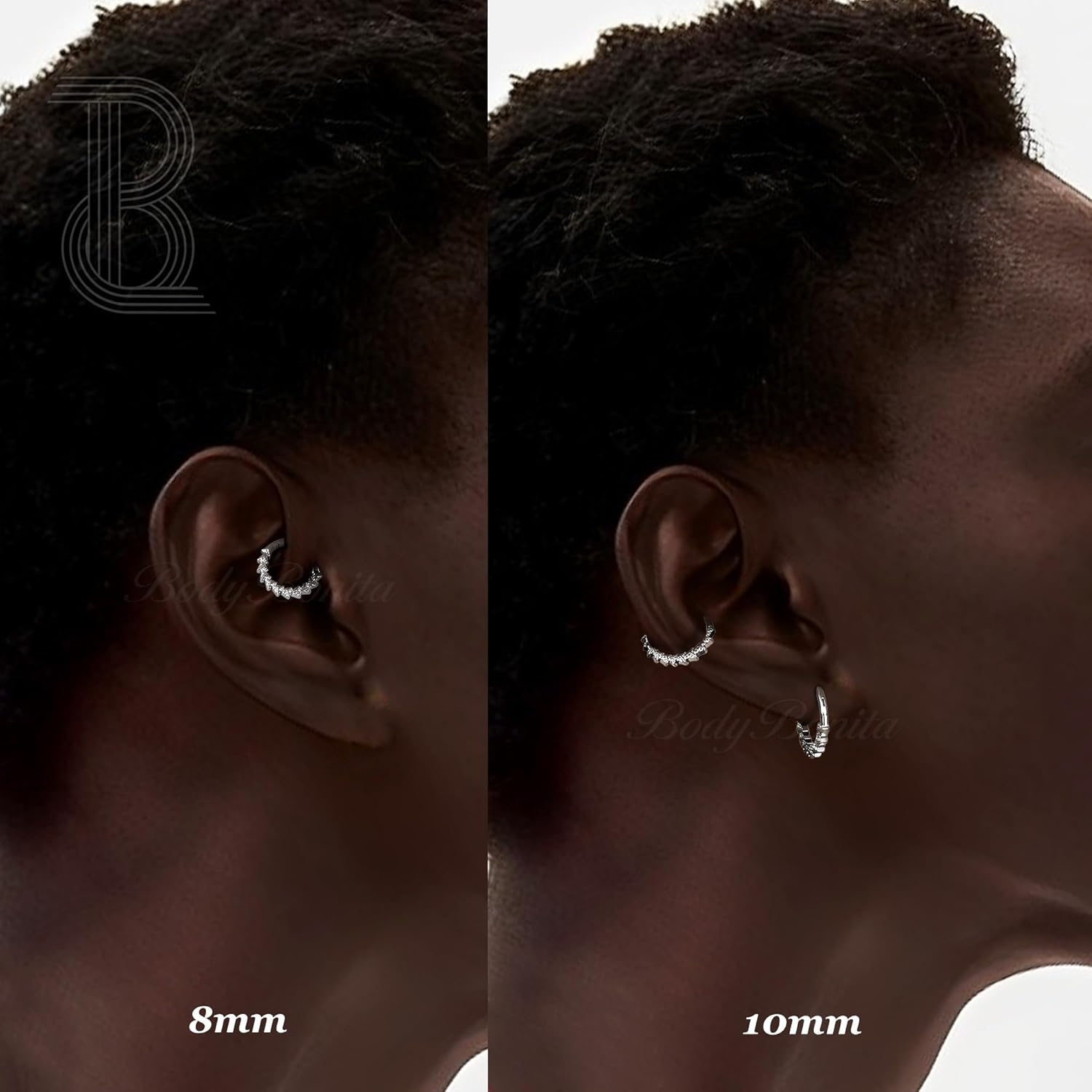 BodyBonita Spike 16G Septum Rings - 316L Stainless Steel Nose Rings Hoops for Women Men Helix Piercing Jewelry Tragus Daith Conch Cartilage Hoop Earring 14K Gold Plated/Silver 8 mm/10 mm - Image 3