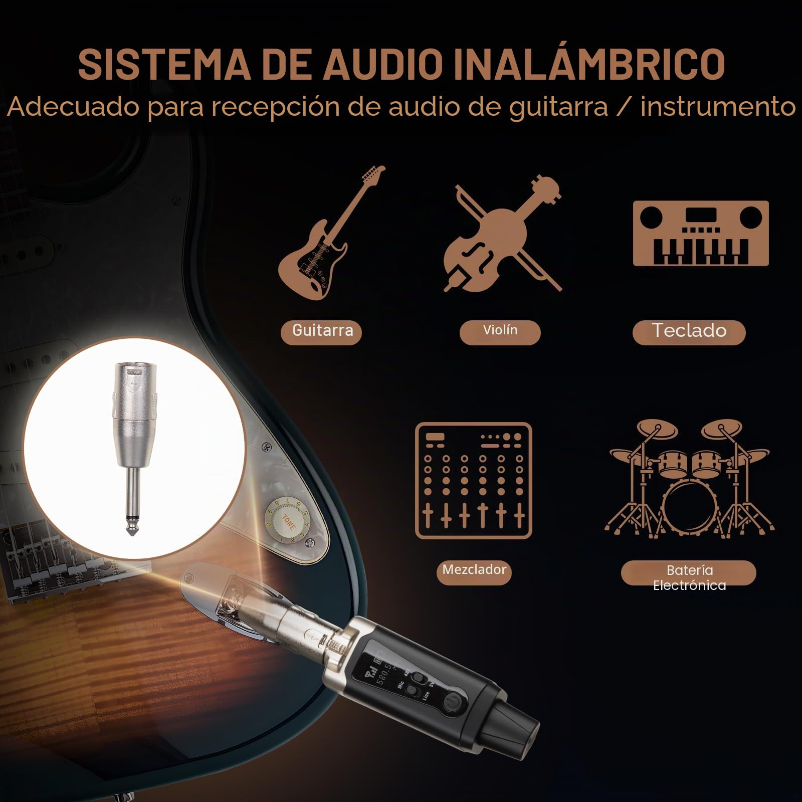 Depusheng T9 System de micrófono inalámbrico, XLR Transmisor y XLR Receptor Inalámbrico System para Micrófonos Dinámicos y Condensador, Mezclador, Sistema PA, Altavoces