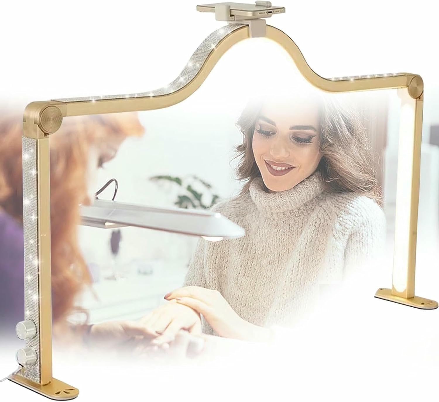 Half Moon Light for Nail Desk, 35 in Half Moon Led Light for Table Nail, 3 Color Modes 10 Brightness Level